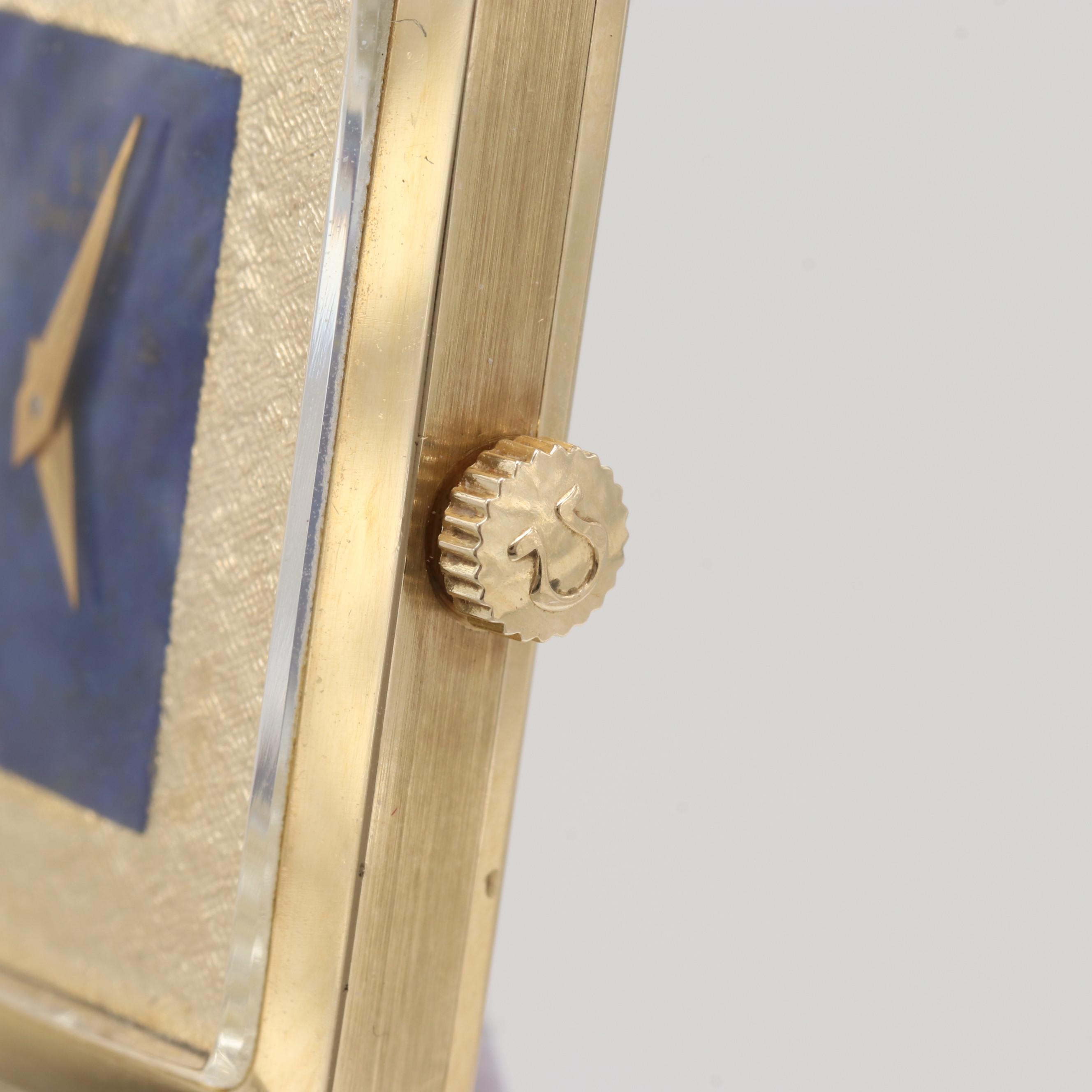Omega 14K Yellow Gold Manual Winding Lapis Dial Watch