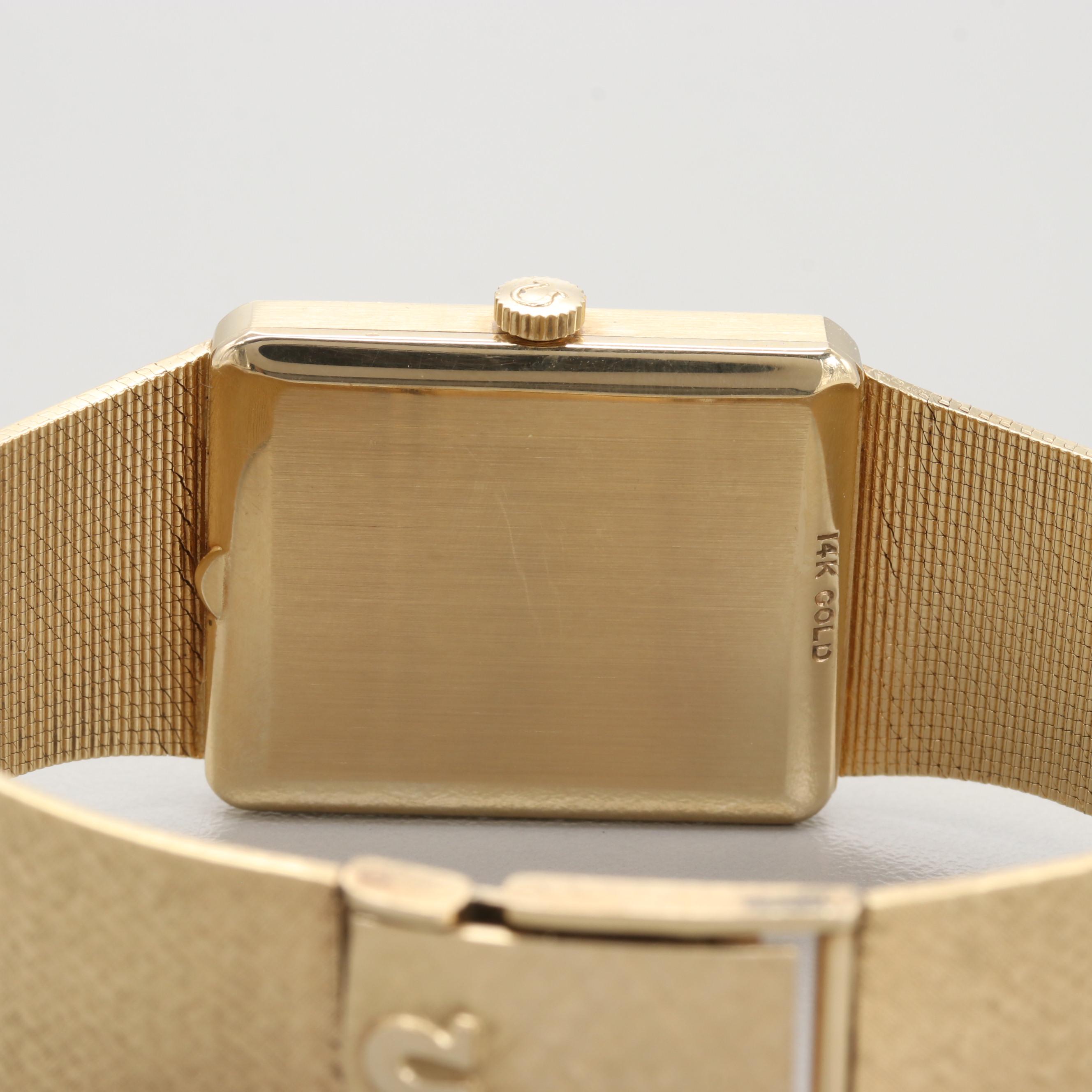 Omega 14K Yellow Gold Manual Winding Lapis Dial Watch