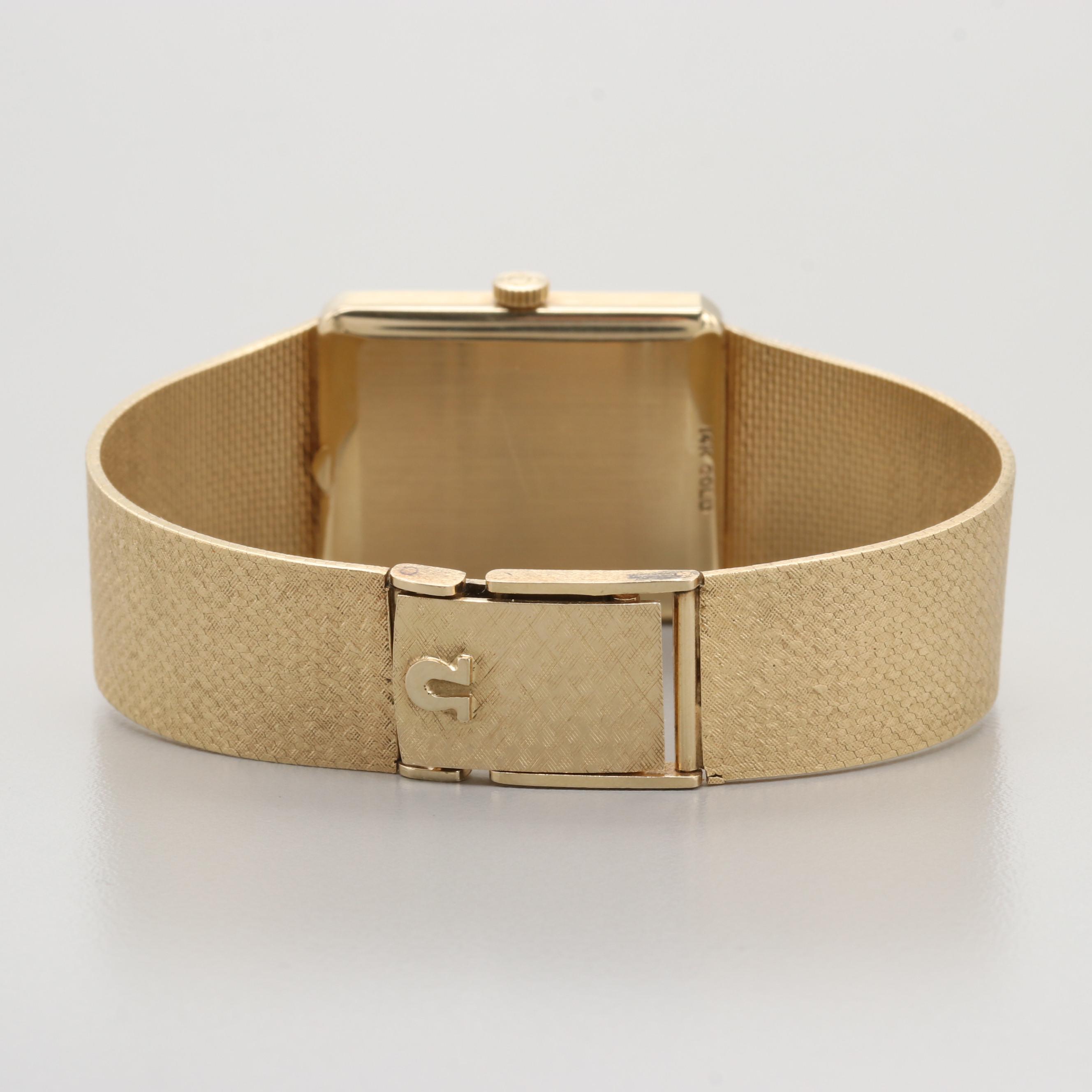 Omega 14K Yellow Gold Manual Winding Lapis Dial Watch