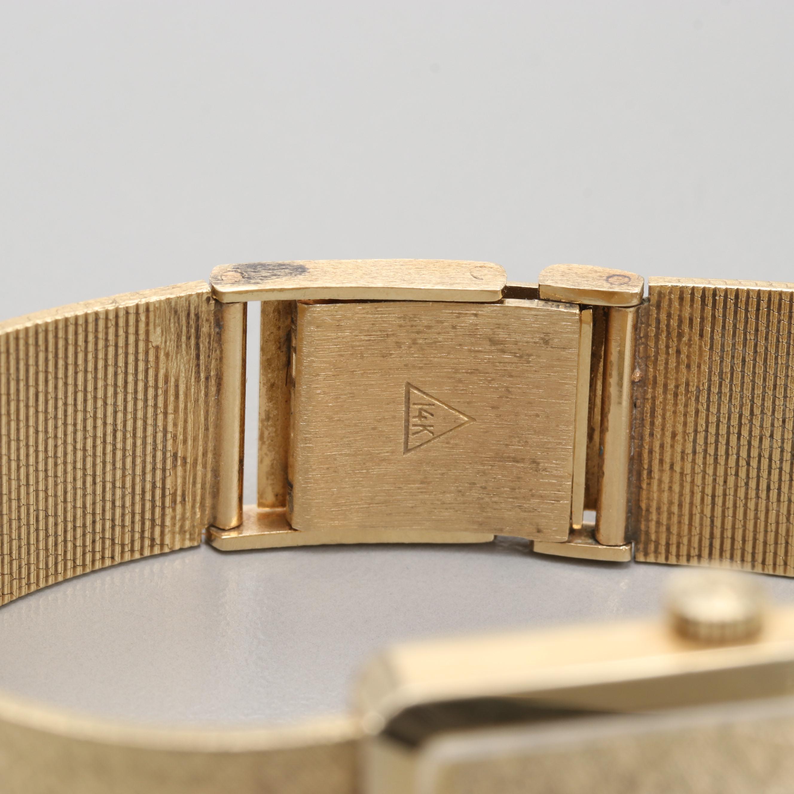 Omega 14K Yellow Gold Manual Winding Lapis Dial Watch