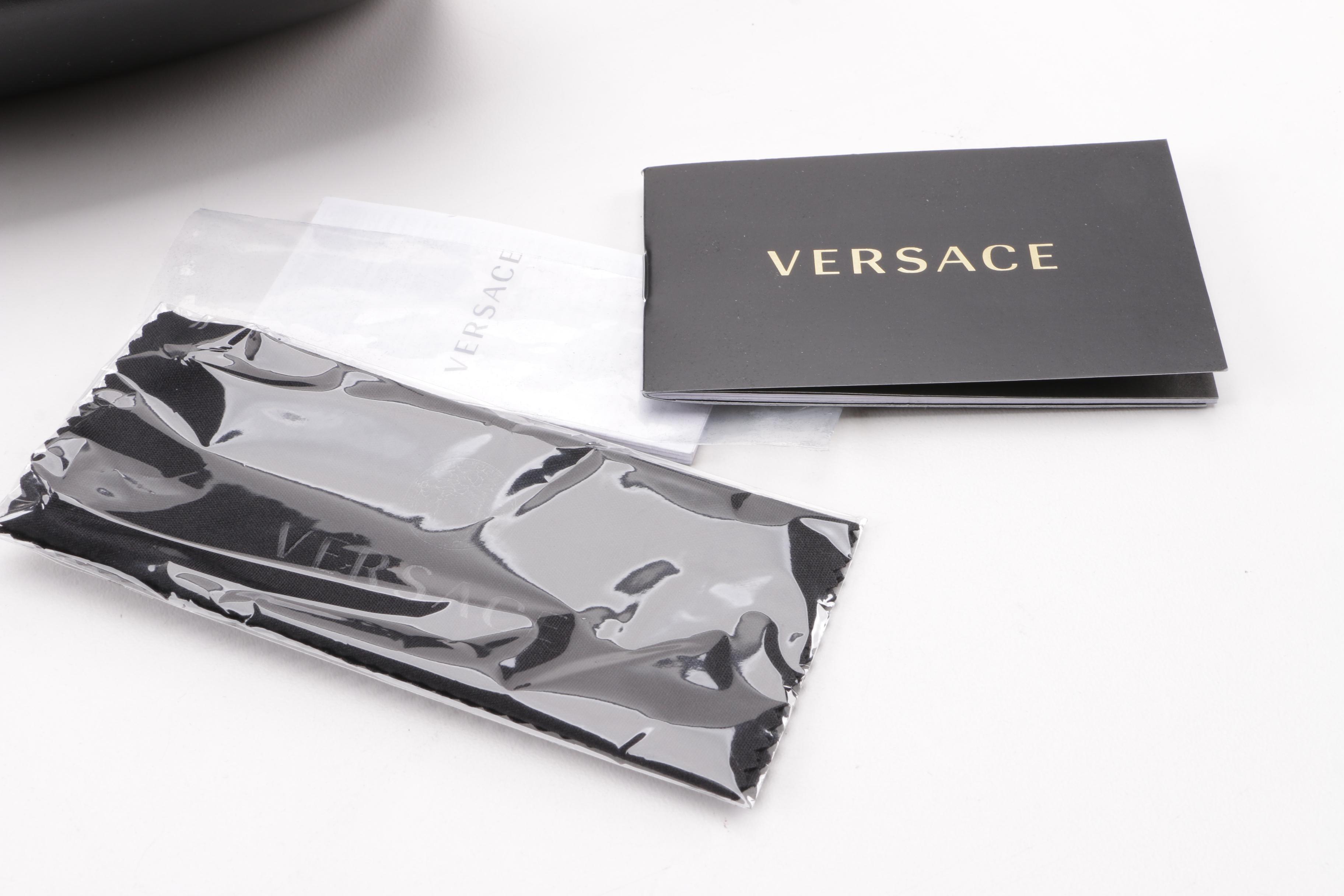 Versace Polarized 2163 Black and Gold Tone Sunglasses, Made in Italy