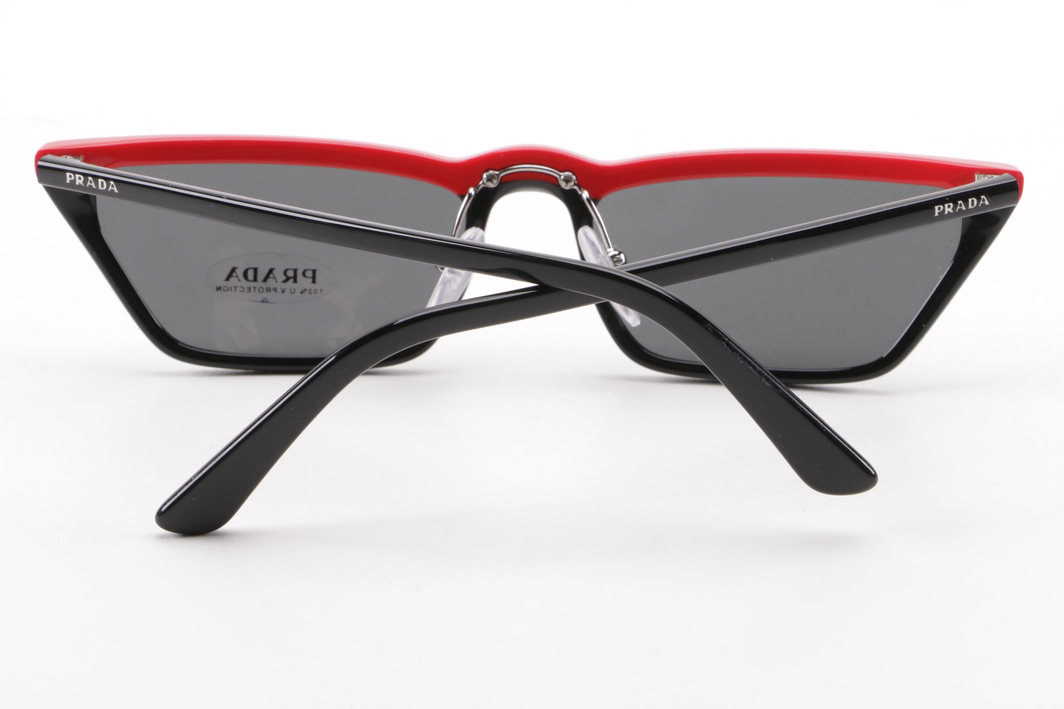 Prada SPR 19U Red and Black Sunglasses with Case, Made in Italy