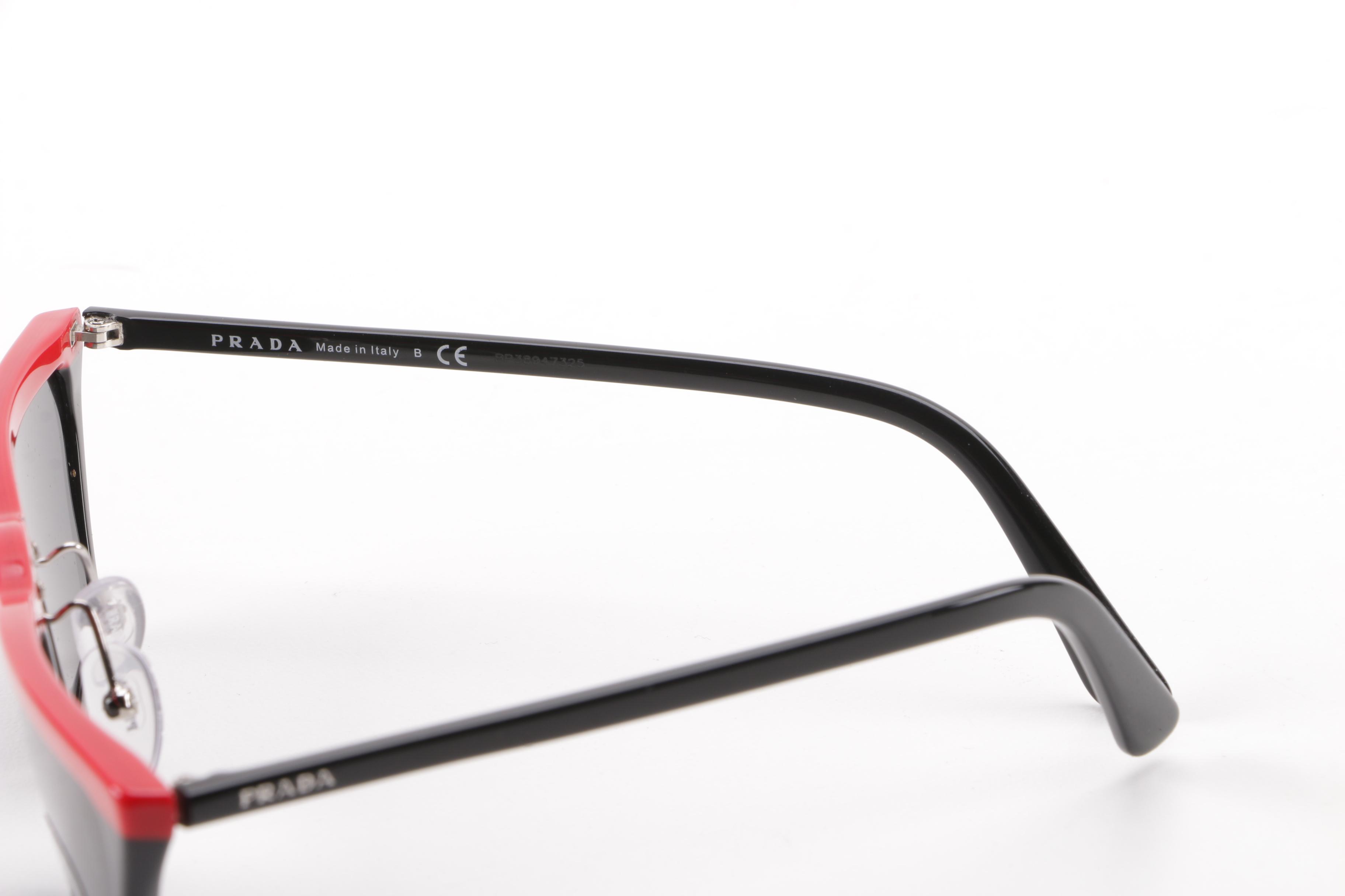 Prada SPR 19U Red and Black Sunglasses with Case, Made in Italy