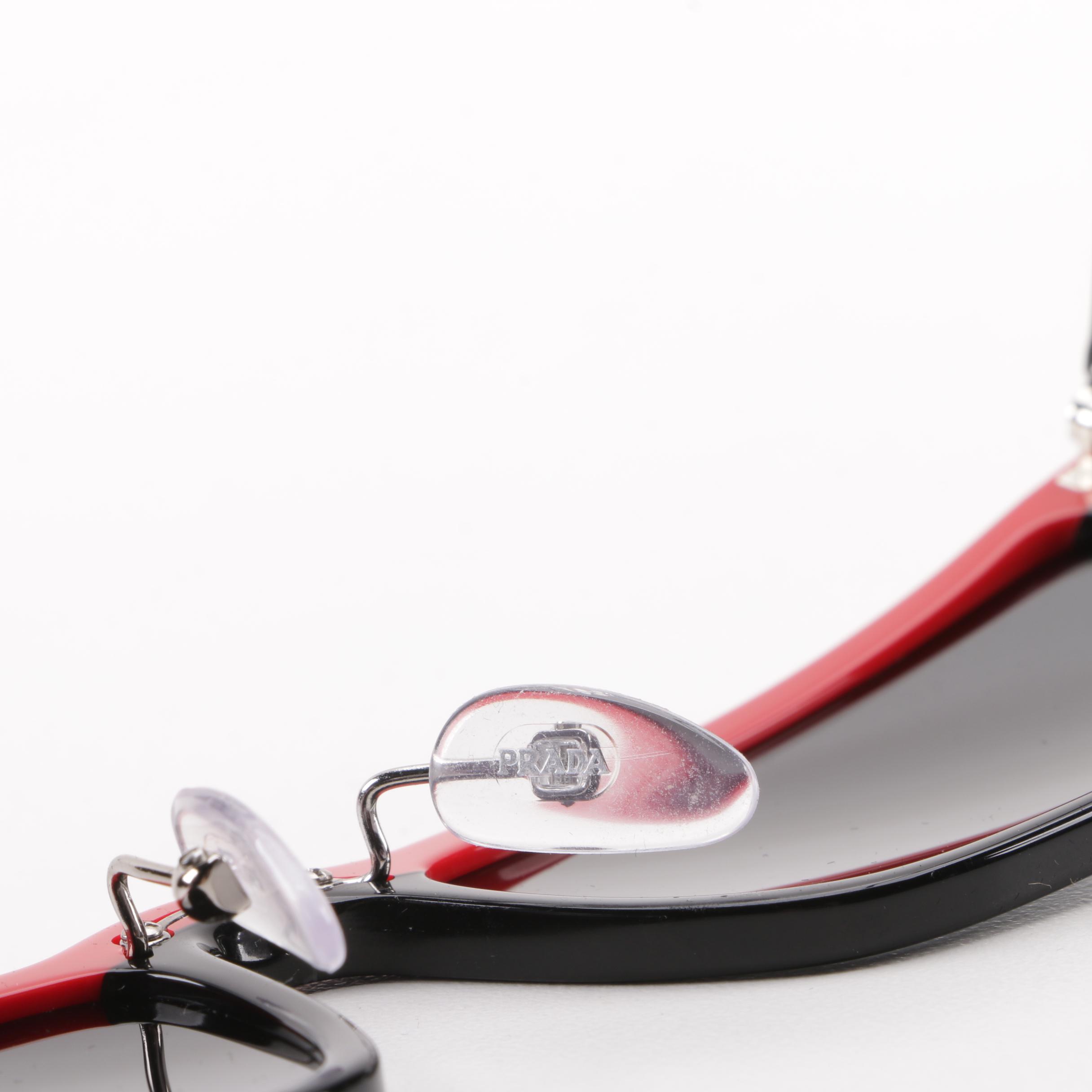 Prada SPR 19U Red and Black Sunglasses with Case, Made in Italy