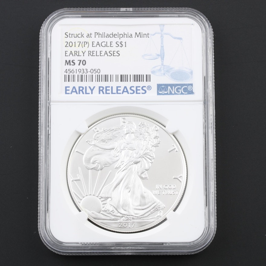 NGC Graded MS70 Early Releases 2017-P Silver Eagle $1 Coin