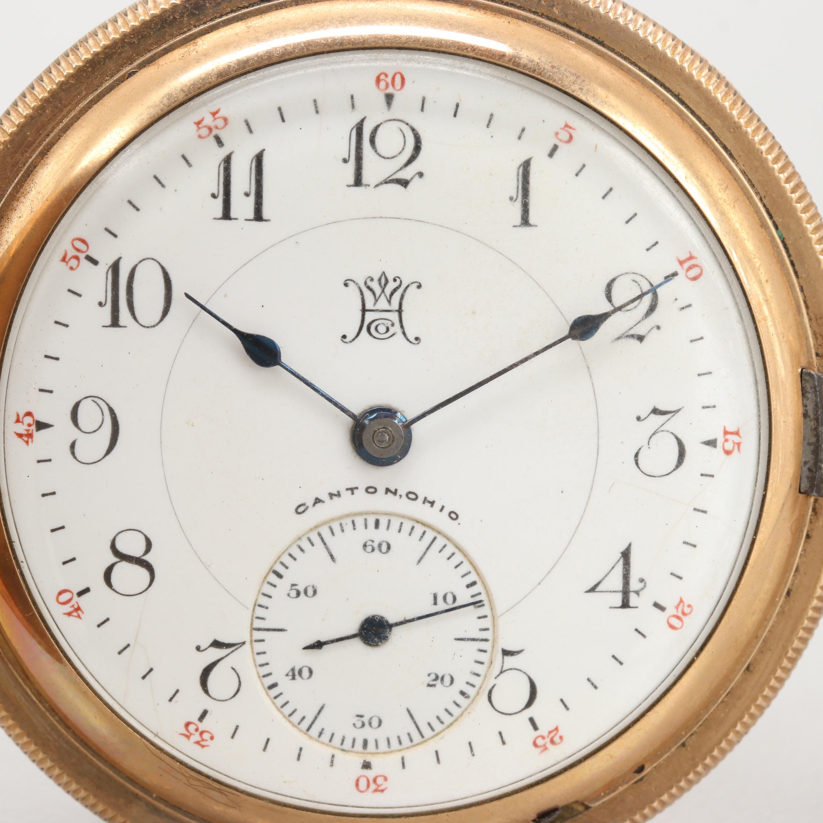 Antique Hampden Lever Set Gold Filled Hunter Case With Display Stand, 1899