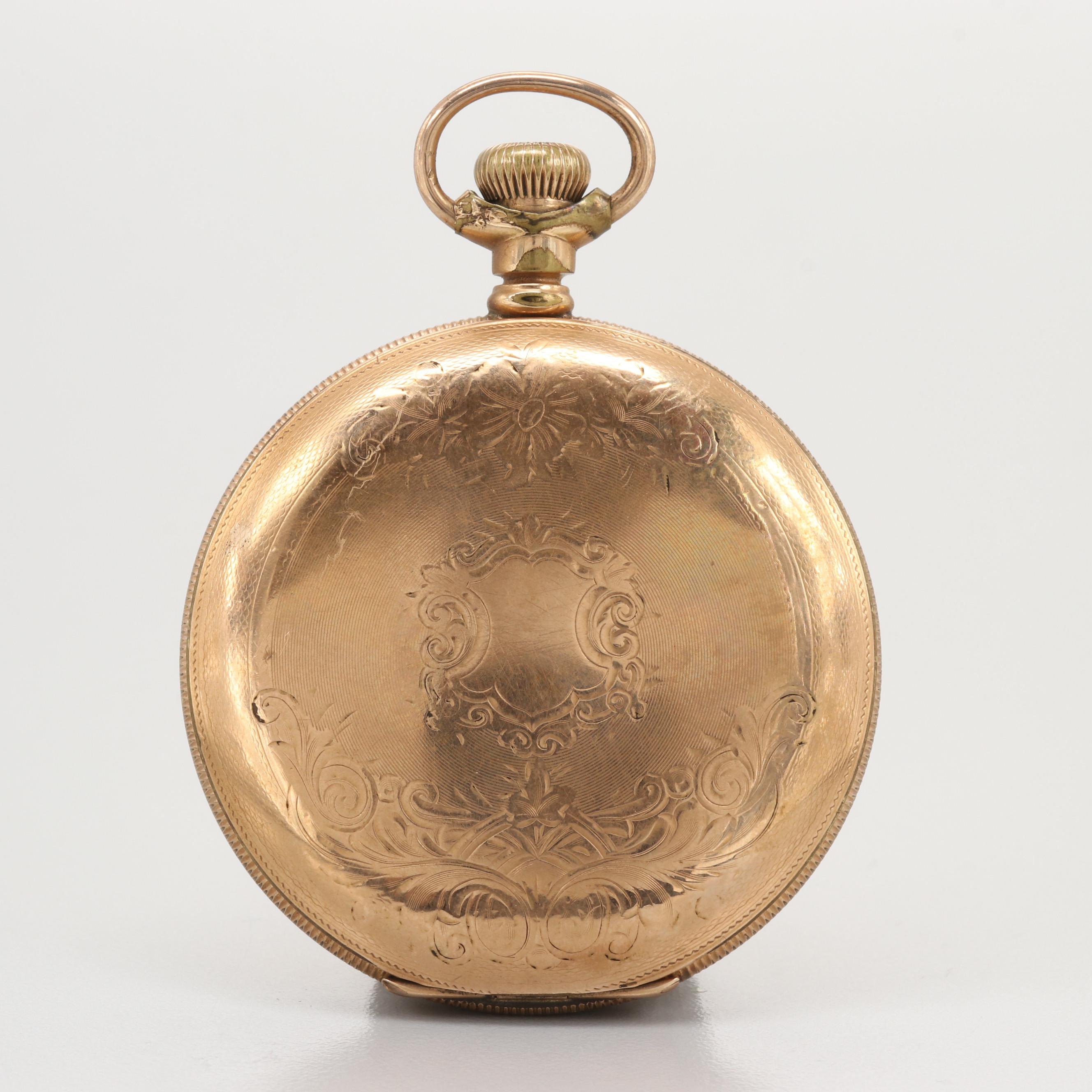 Antique Hampden Lever Set Gold Filled Hunter Case With Display Stand, 1899