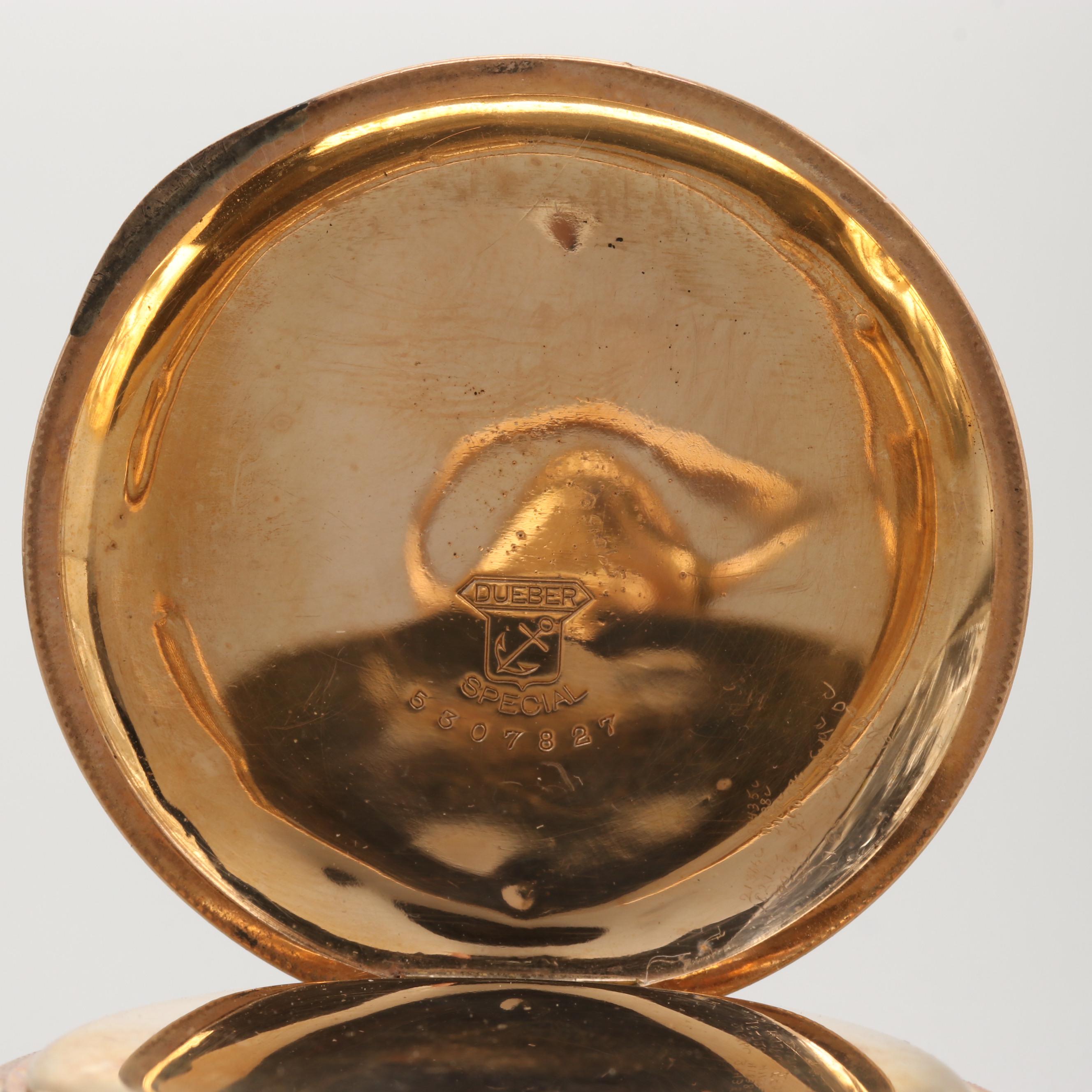 Antique Hampden Lever Set Gold Filled Hunter Case With Display Stand, 1899