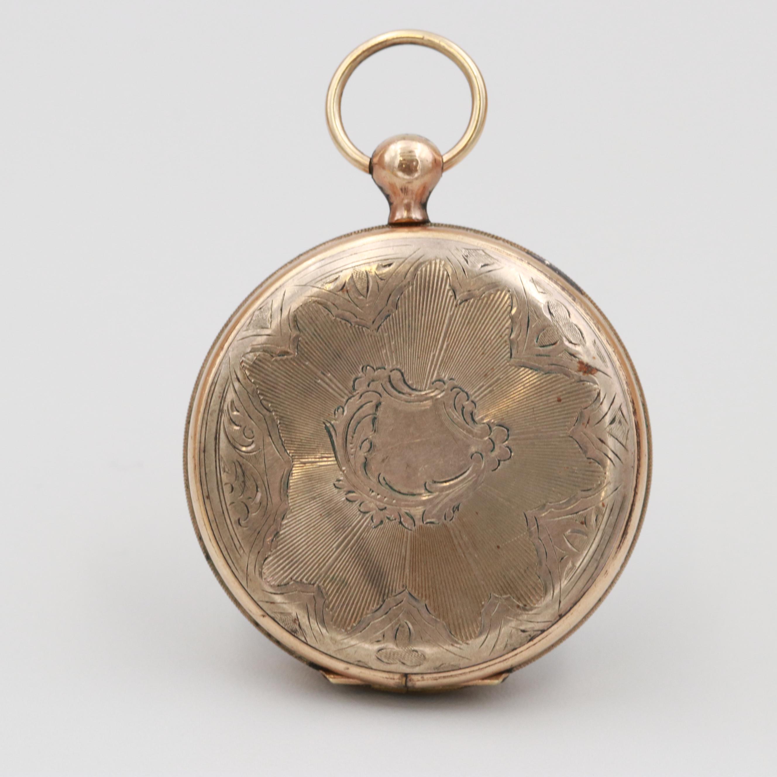 Pocket Watch Style Locket with Four Vintage Photographs