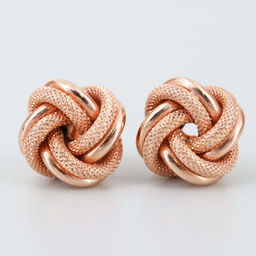 Italian 18K Rose Gold Knot Earrings