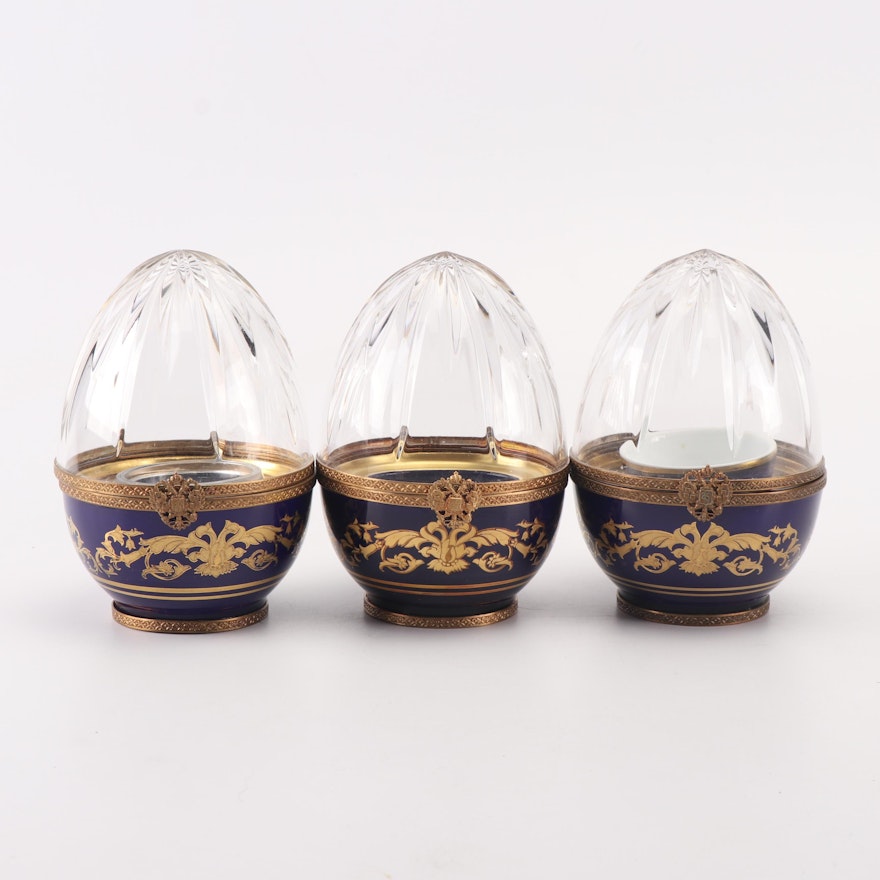Fabergé Limoges Porcelain and Glass Caviar Eggs