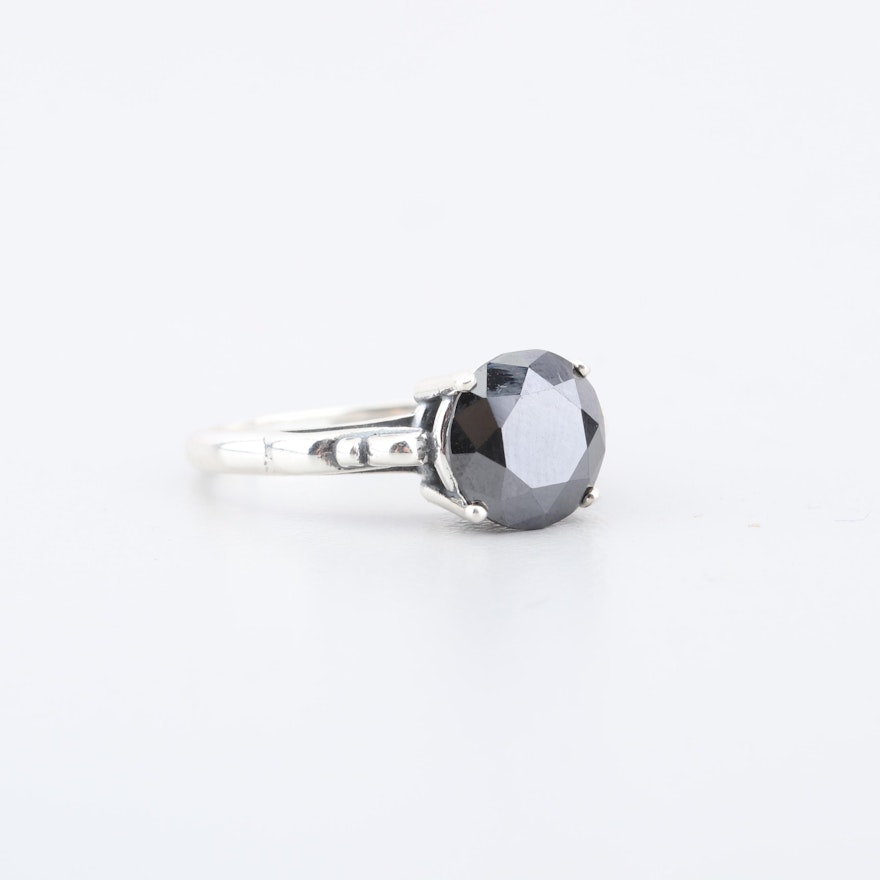 Sterling Silver 2.63 CT Black Diamond Ring