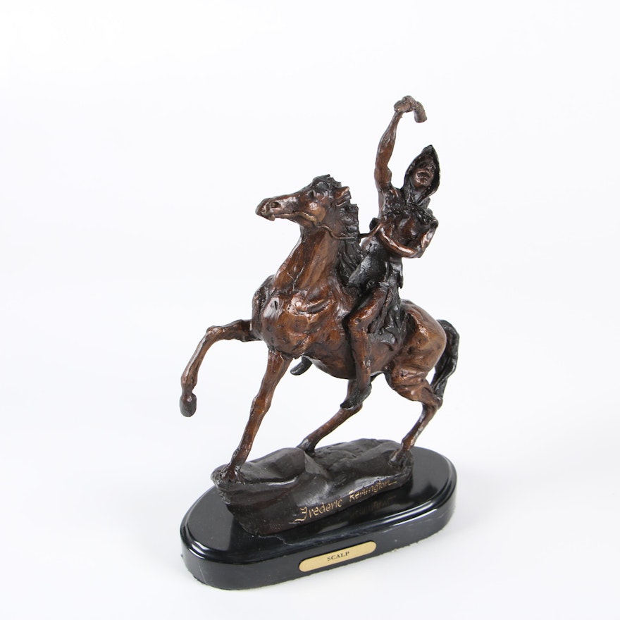 Cast Bronze Sculpture After Frederick Remington "Scalp"