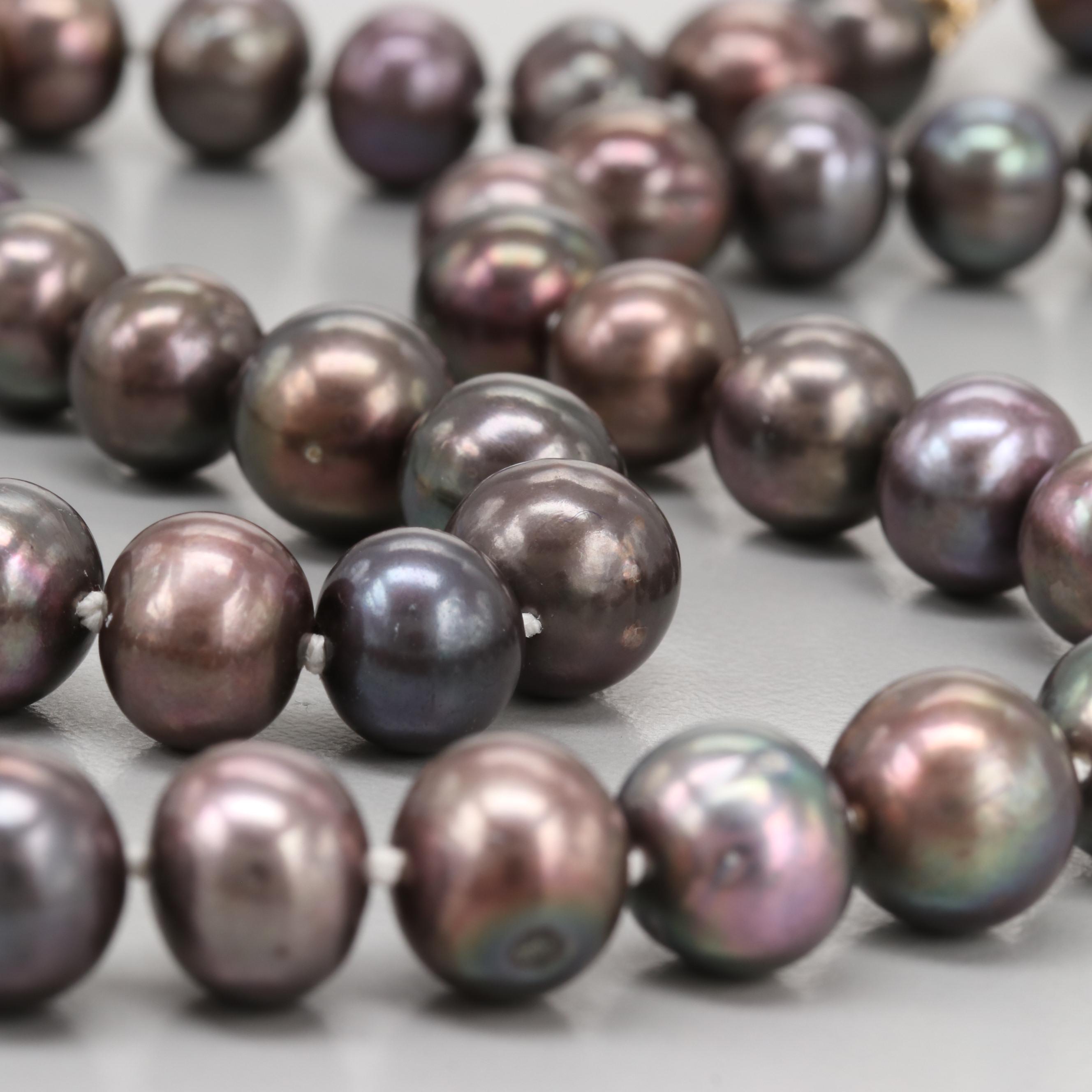 14K Yellow Gold Clasped Cultured Freshwater Pearl Necklace