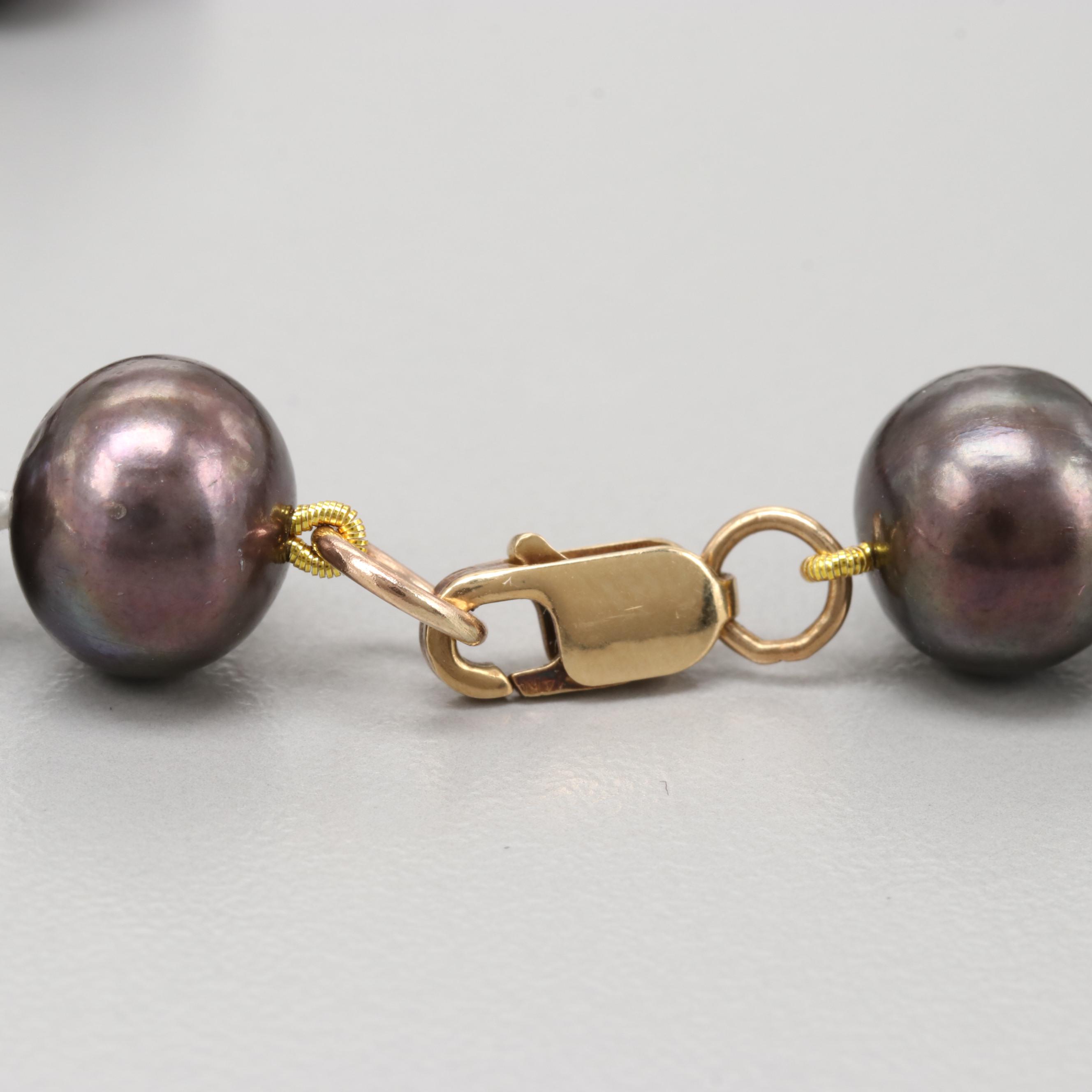 14K Yellow Gold Clasped Cultured Freshwater Pearl Necklace