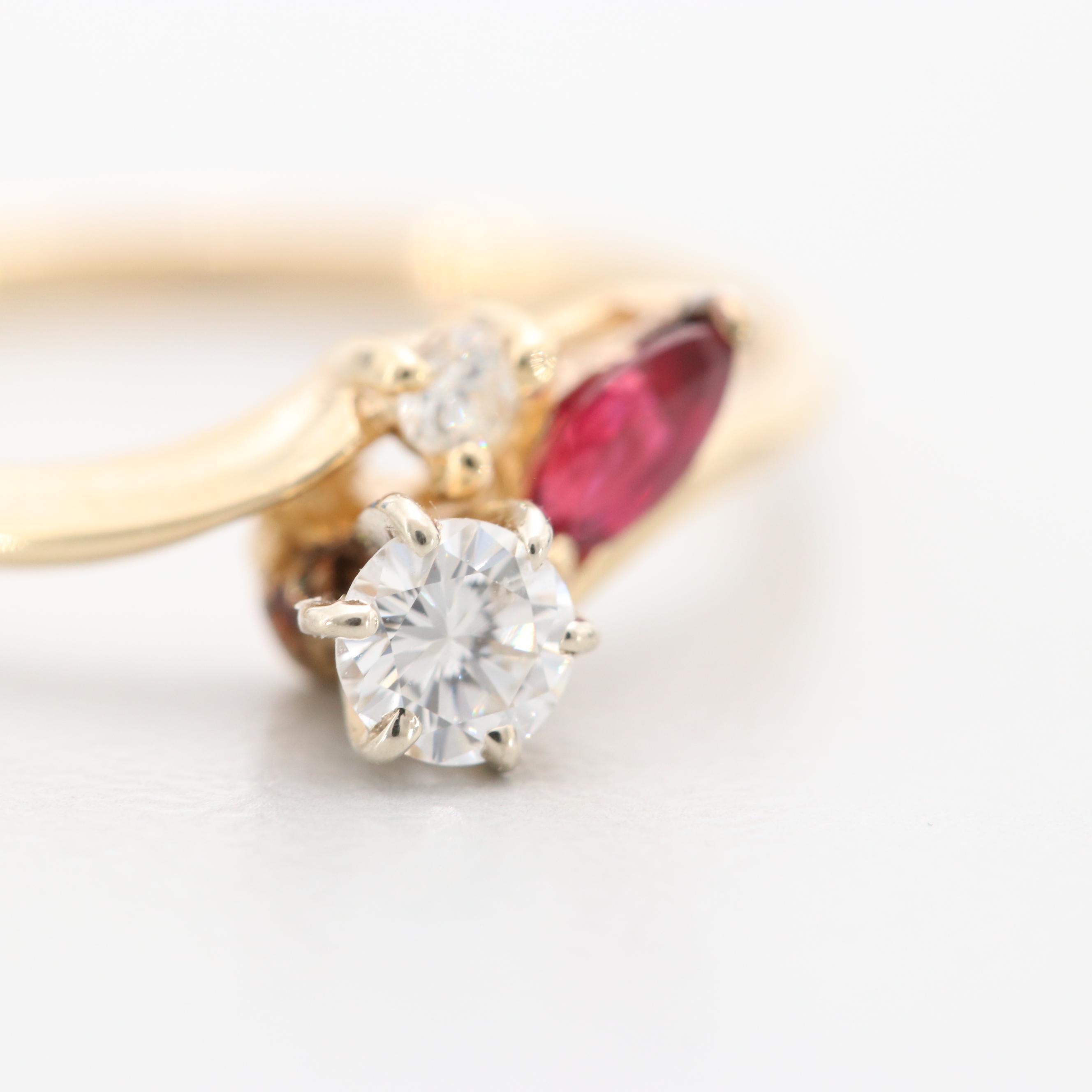 14K Yellow Gold Diamond and Ruby Ring