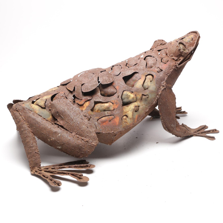 Rustic Metal Frog Figure