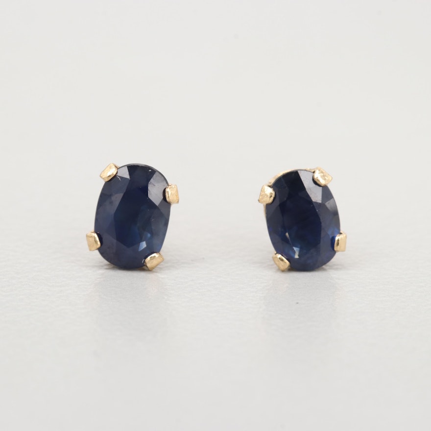 14K Yellow Gold Sapphire Earrings