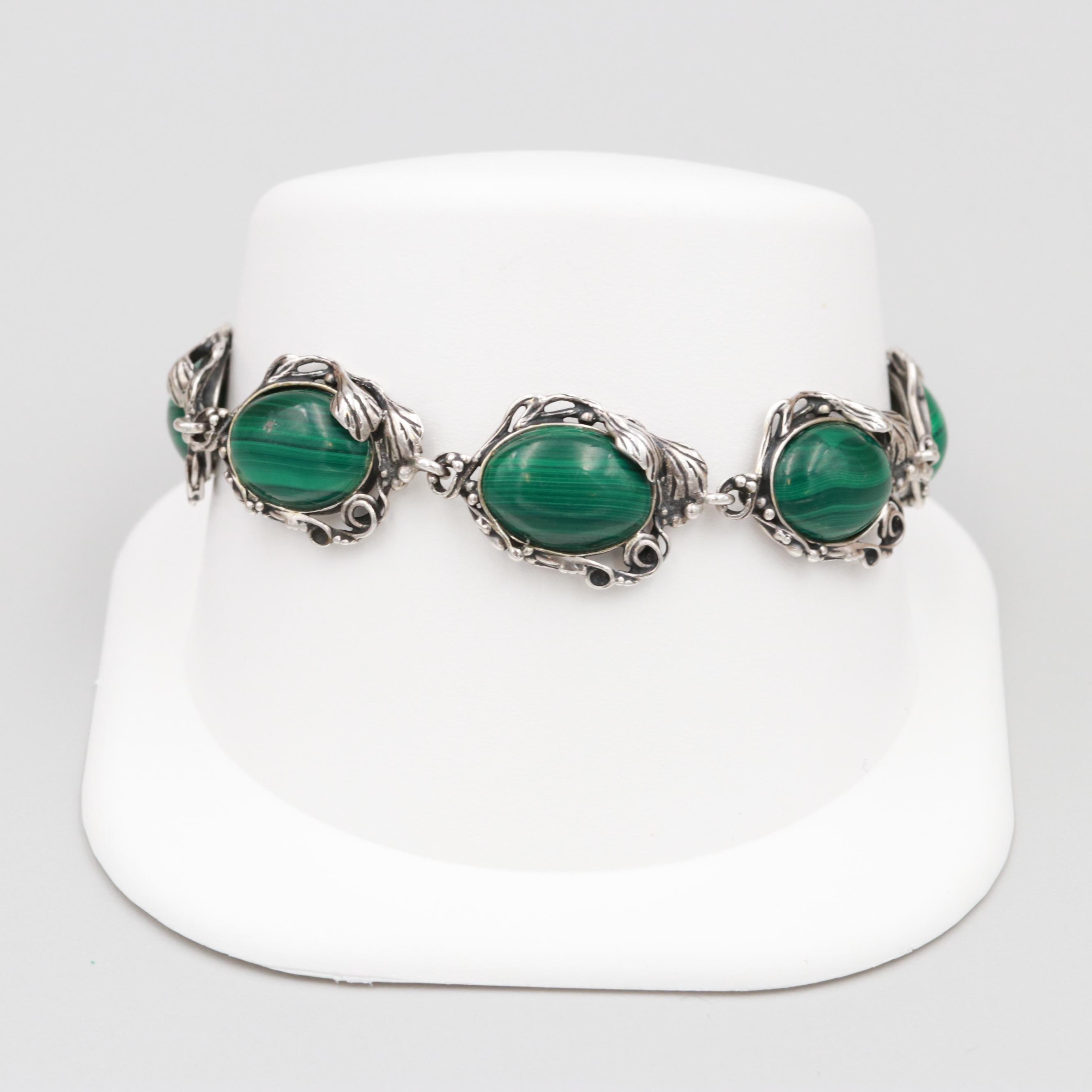 Sterling Silver Malachite Bracelet