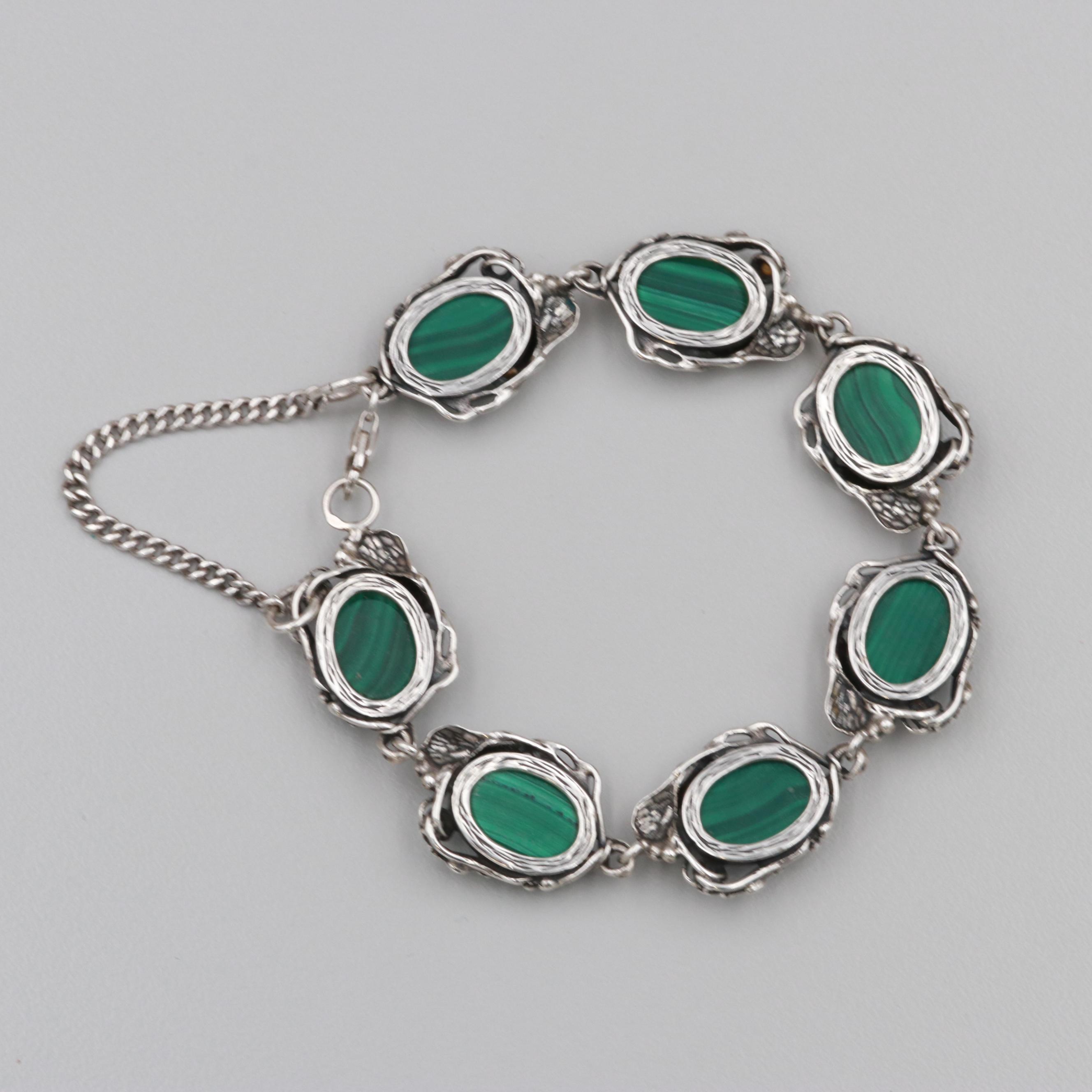 Sterling Silver Malachite Bracelet