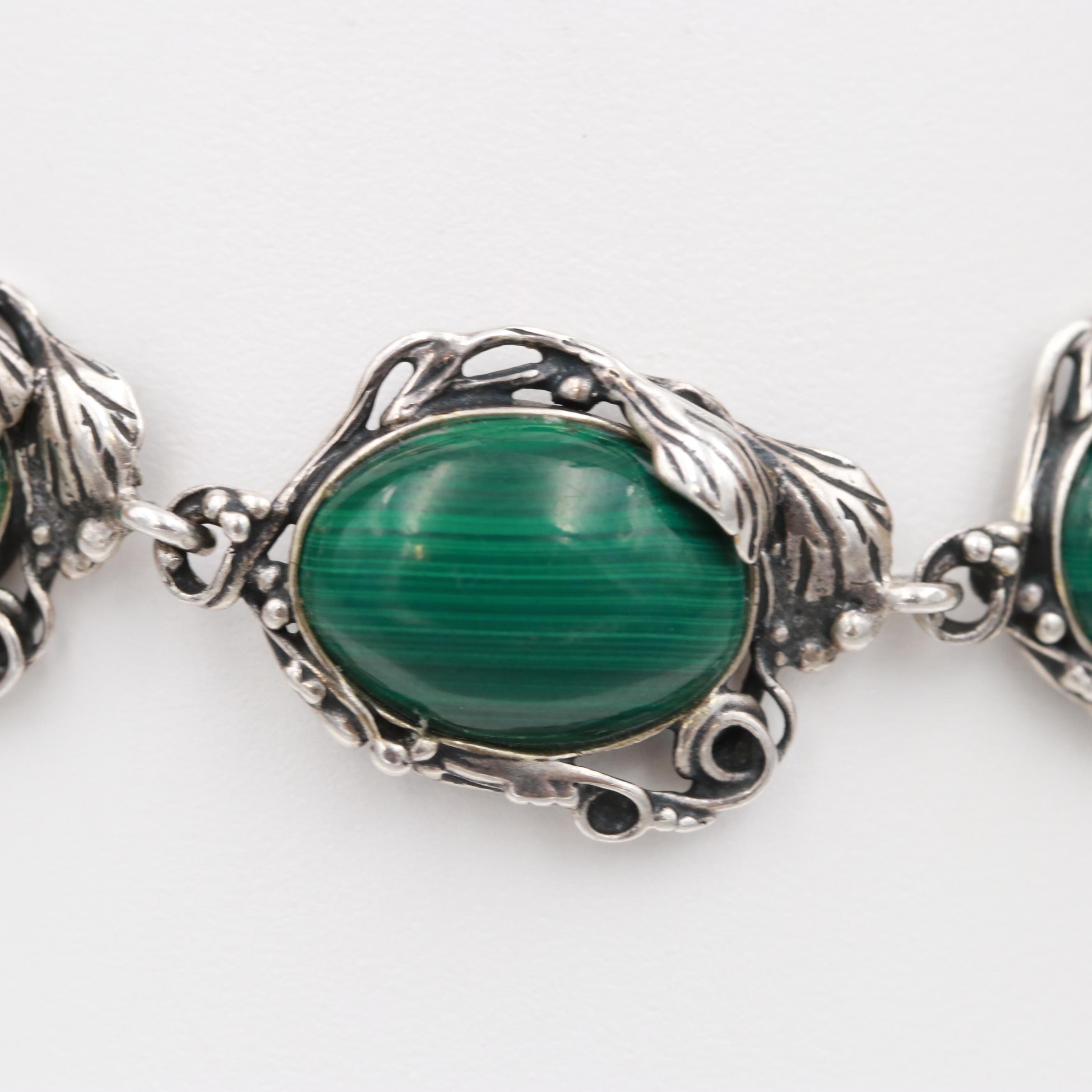 Sterling Silver Malachite Bracelet