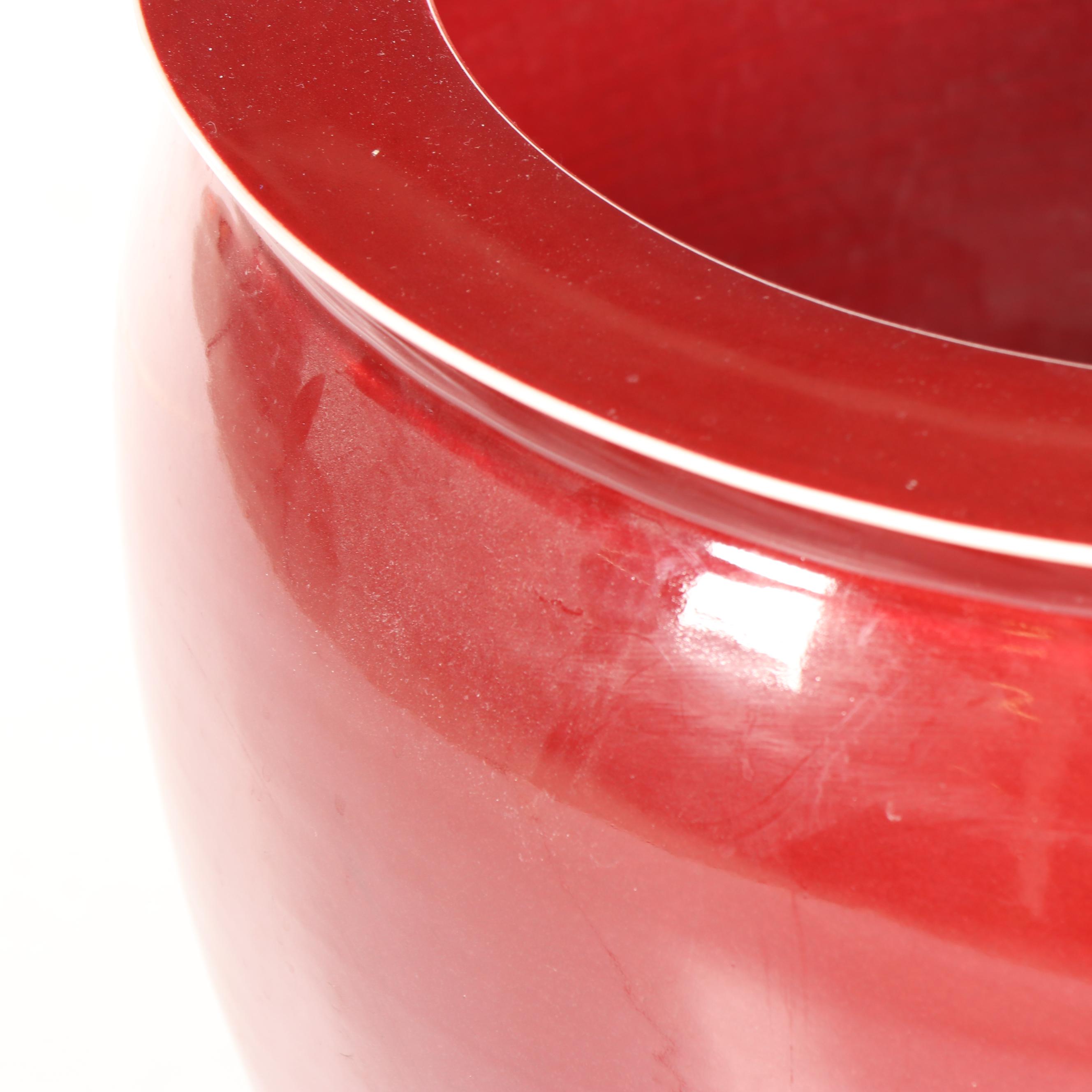 Chinese Monochrome Fishbowl Planter on Carved Wood Stand