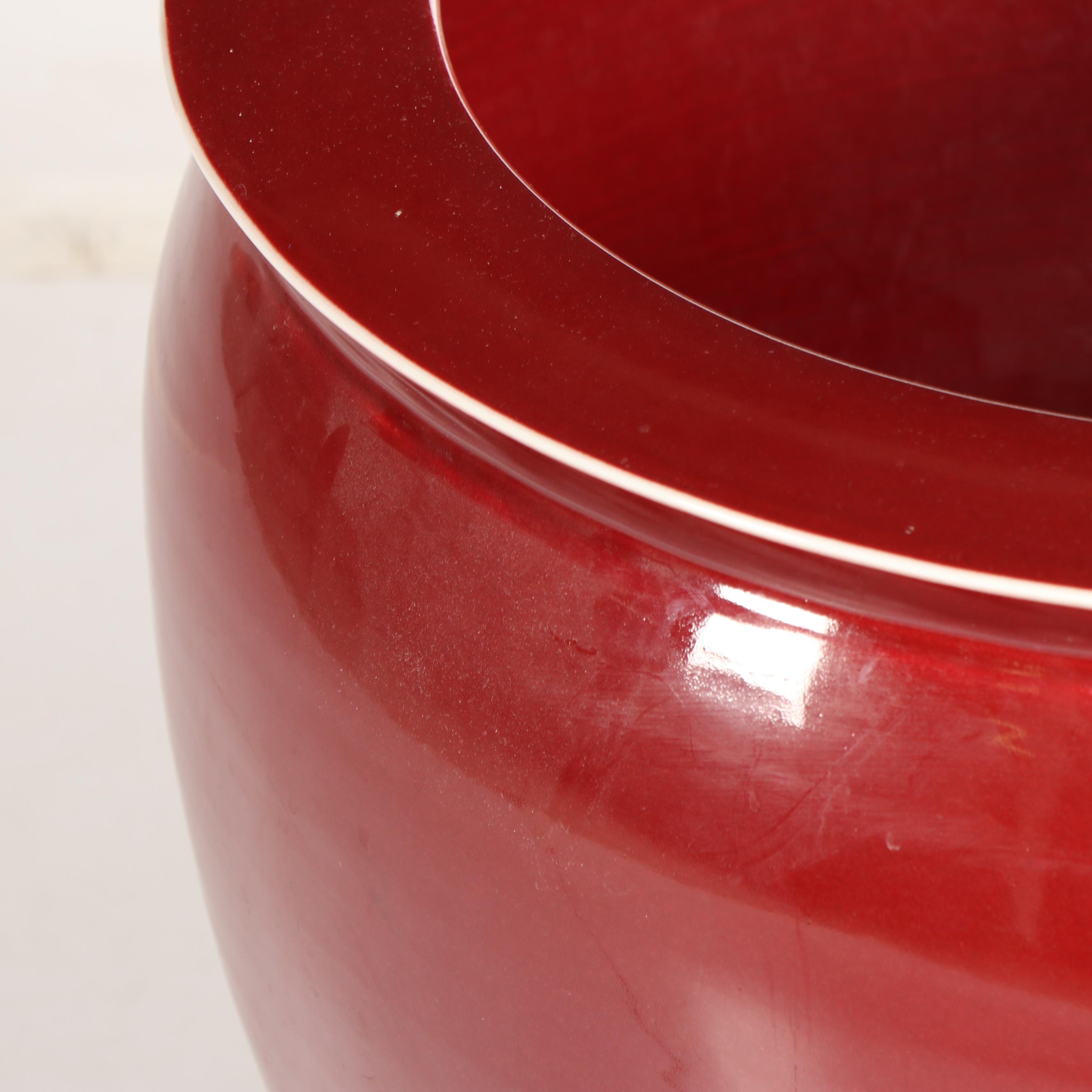 Chinese Monochrome Fishbowl Planter on Carved Wood Stand