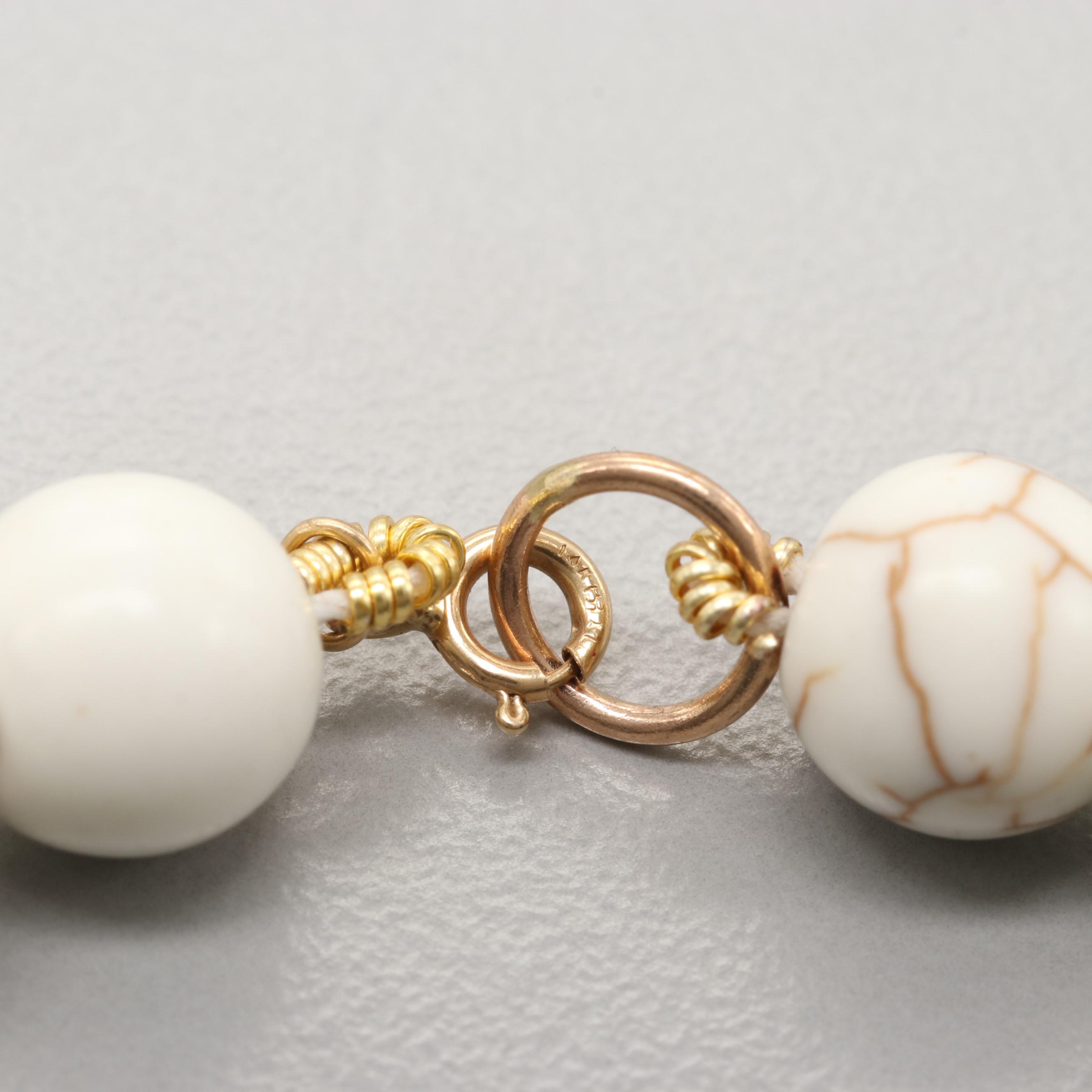 14K Yellow Gold Clasped Magnesite Necklace