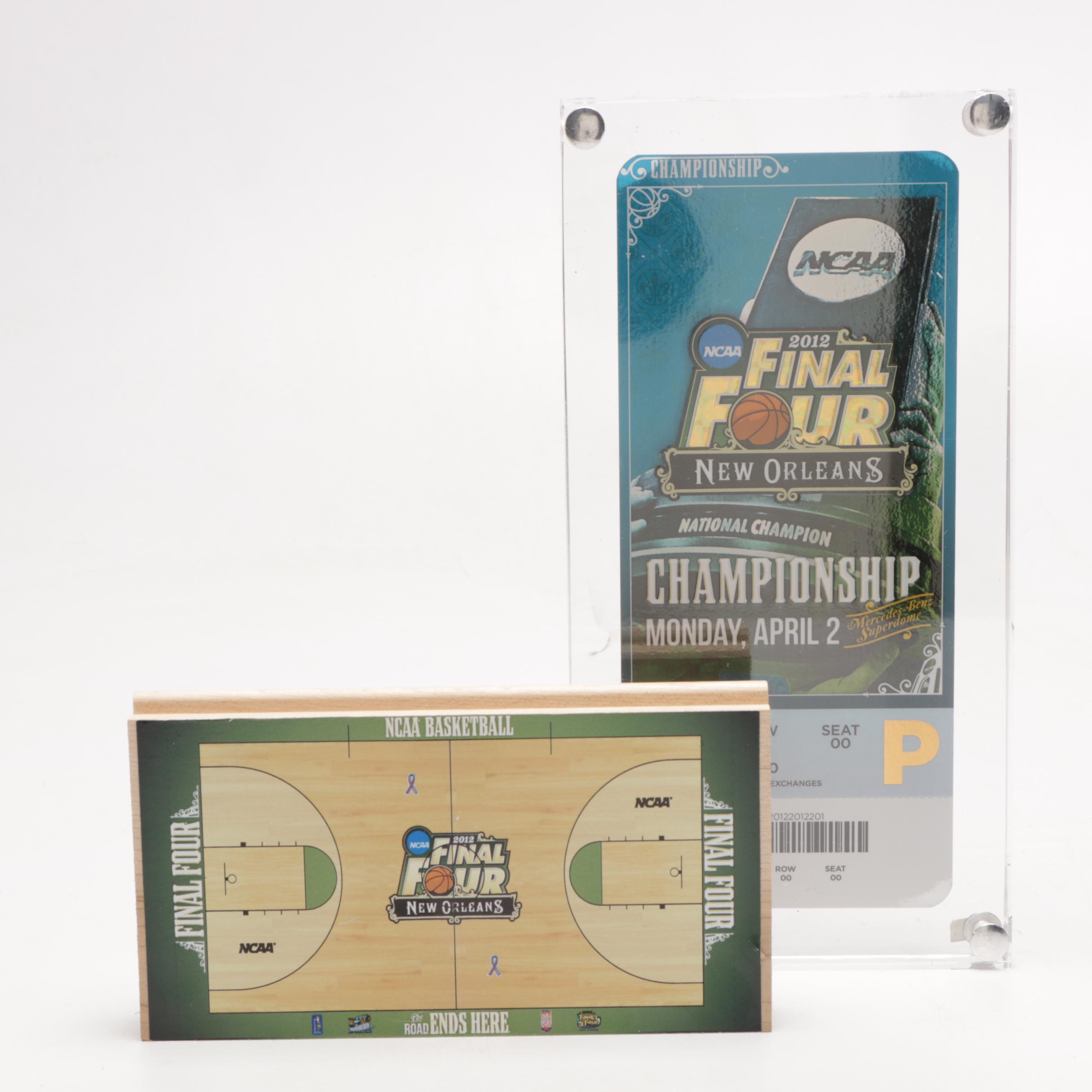 2012 NCAA Final Four Championship Game Ticket with Floor Sample