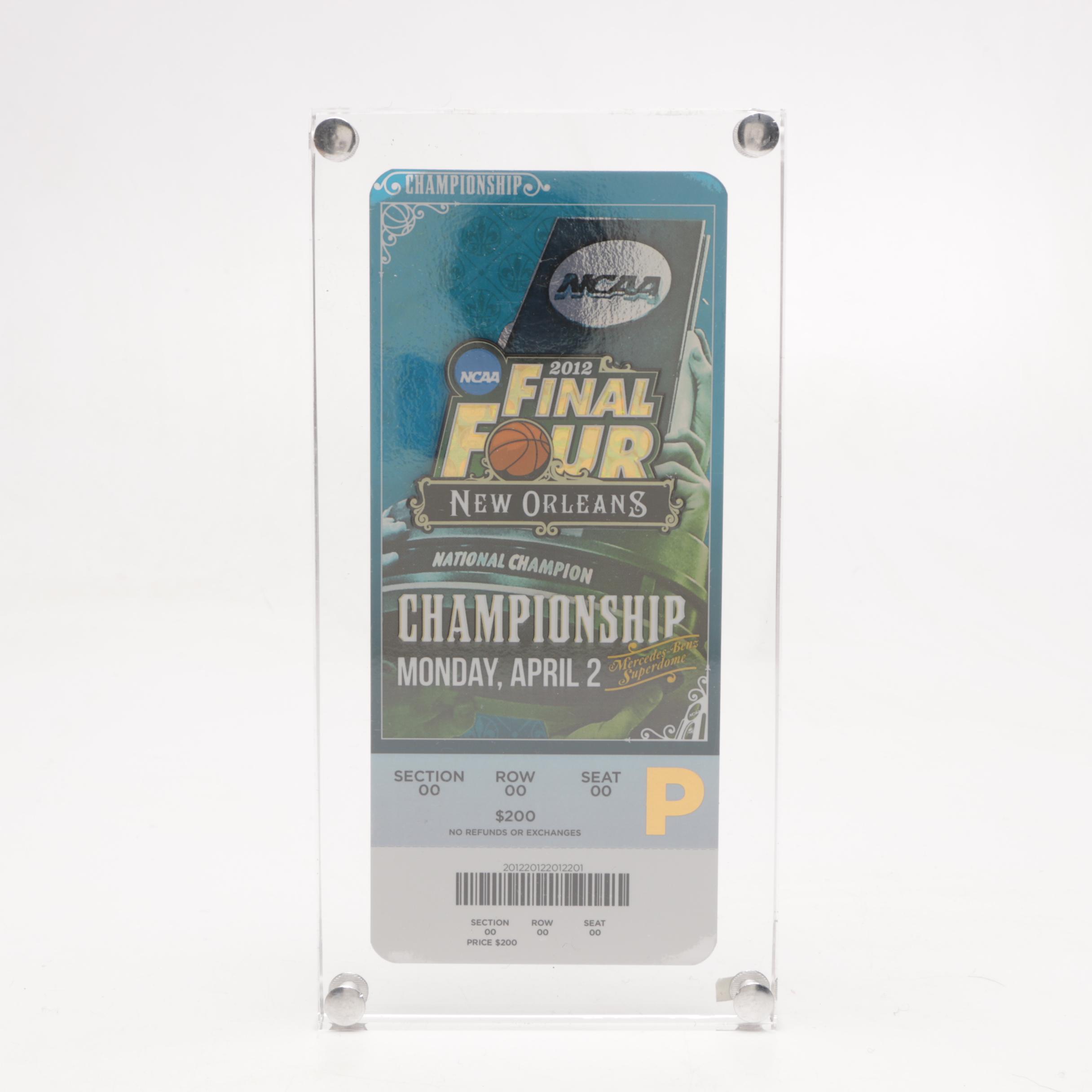 2012 NCAA Final Four Championship Game Ticket with Floor Sample