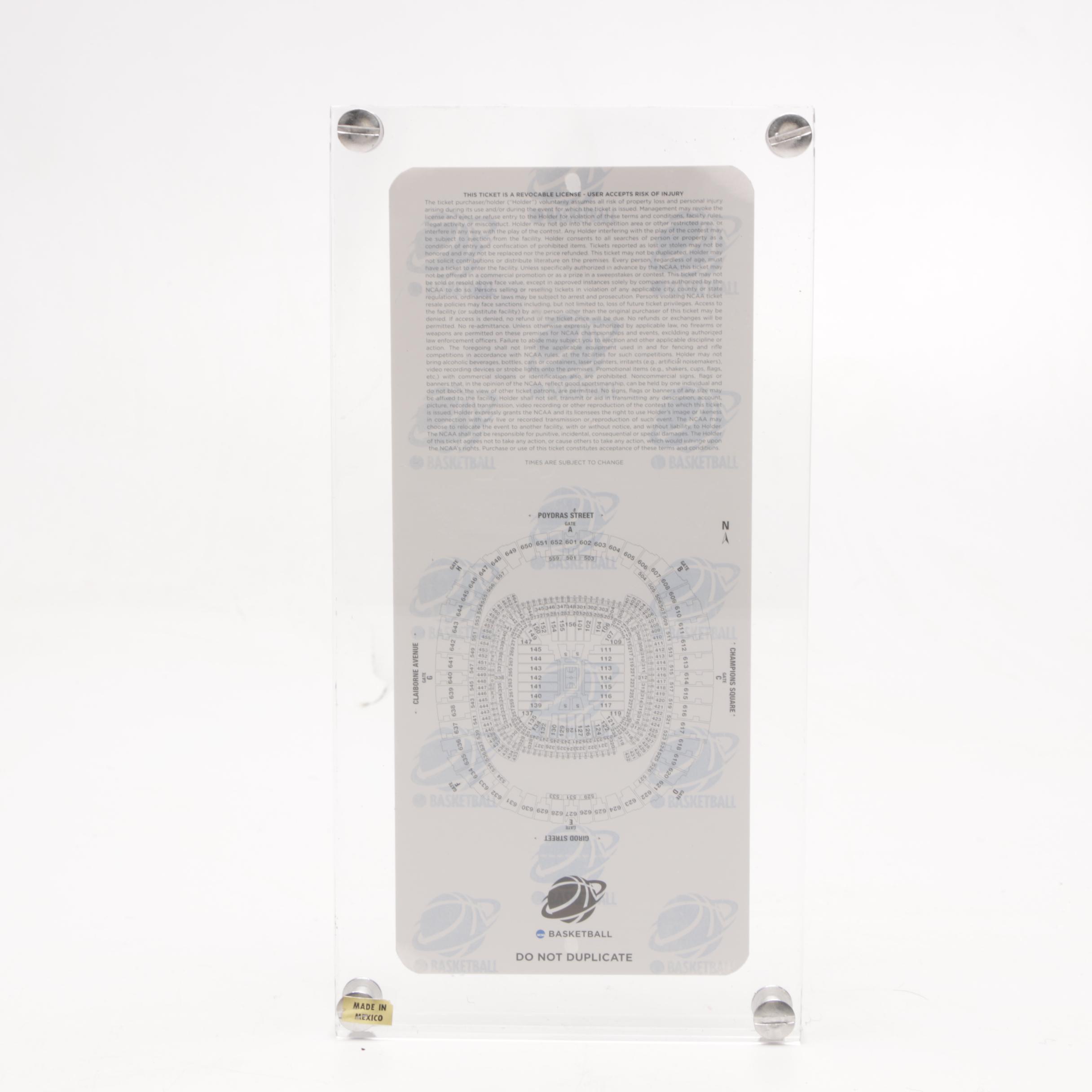 2012 NCAA Final Four Championship Game Ticket with Floor Sample