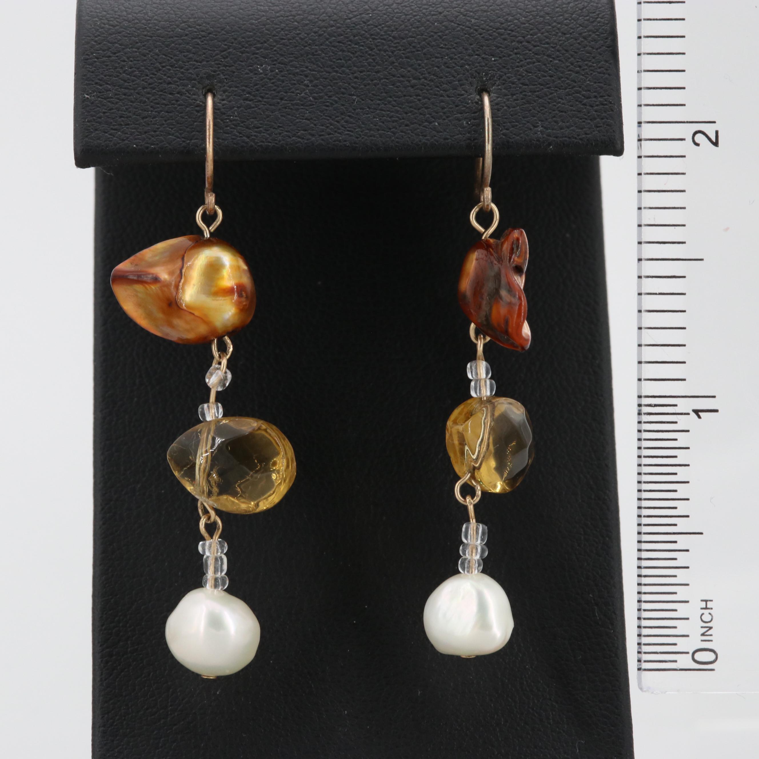 Assorted Cultured Pearl, Glass and Bronze Tone Jewelry