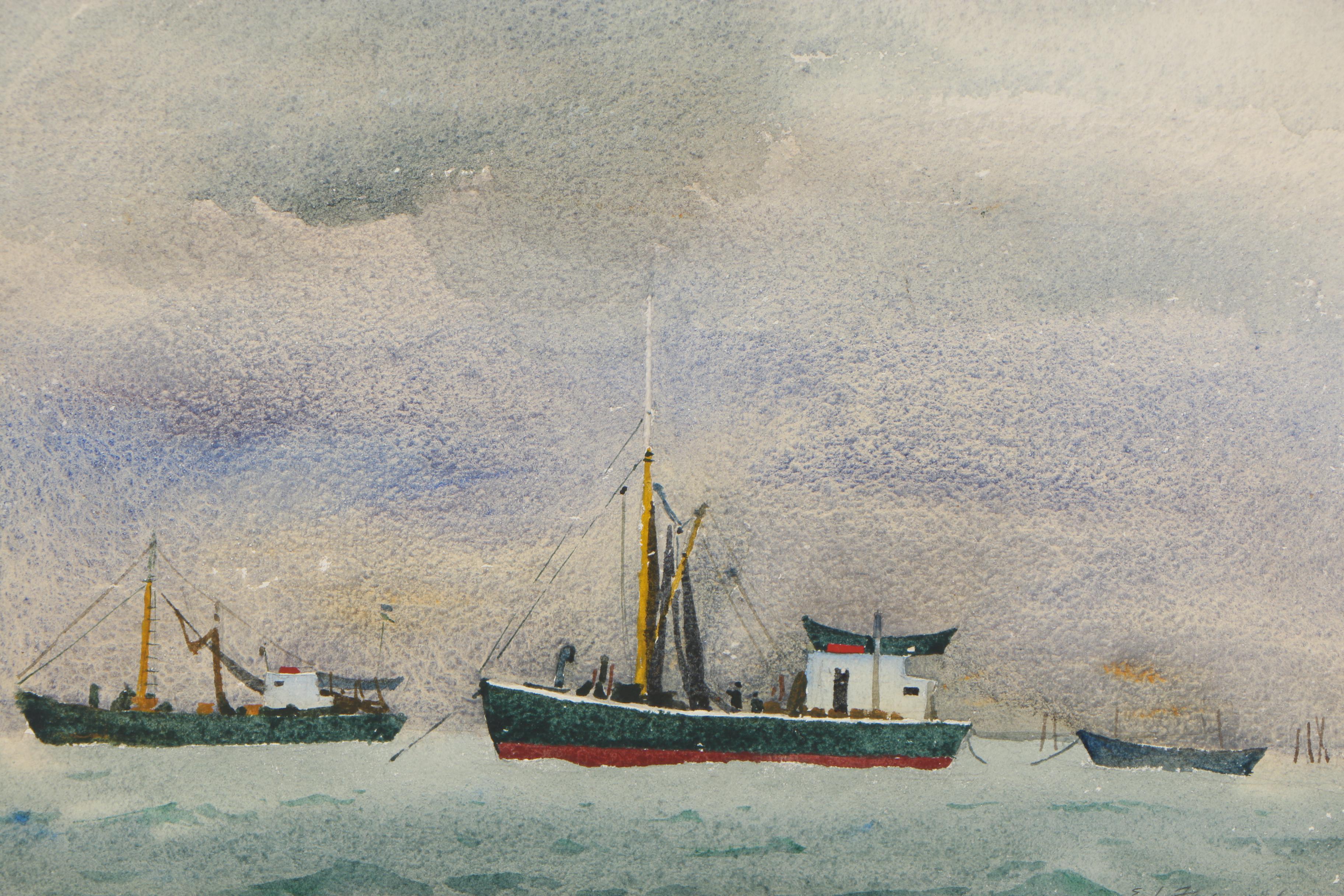 Edmond J. Fitzgerald 1950 Watercolor Painting "Nor'easter - Provincetown"