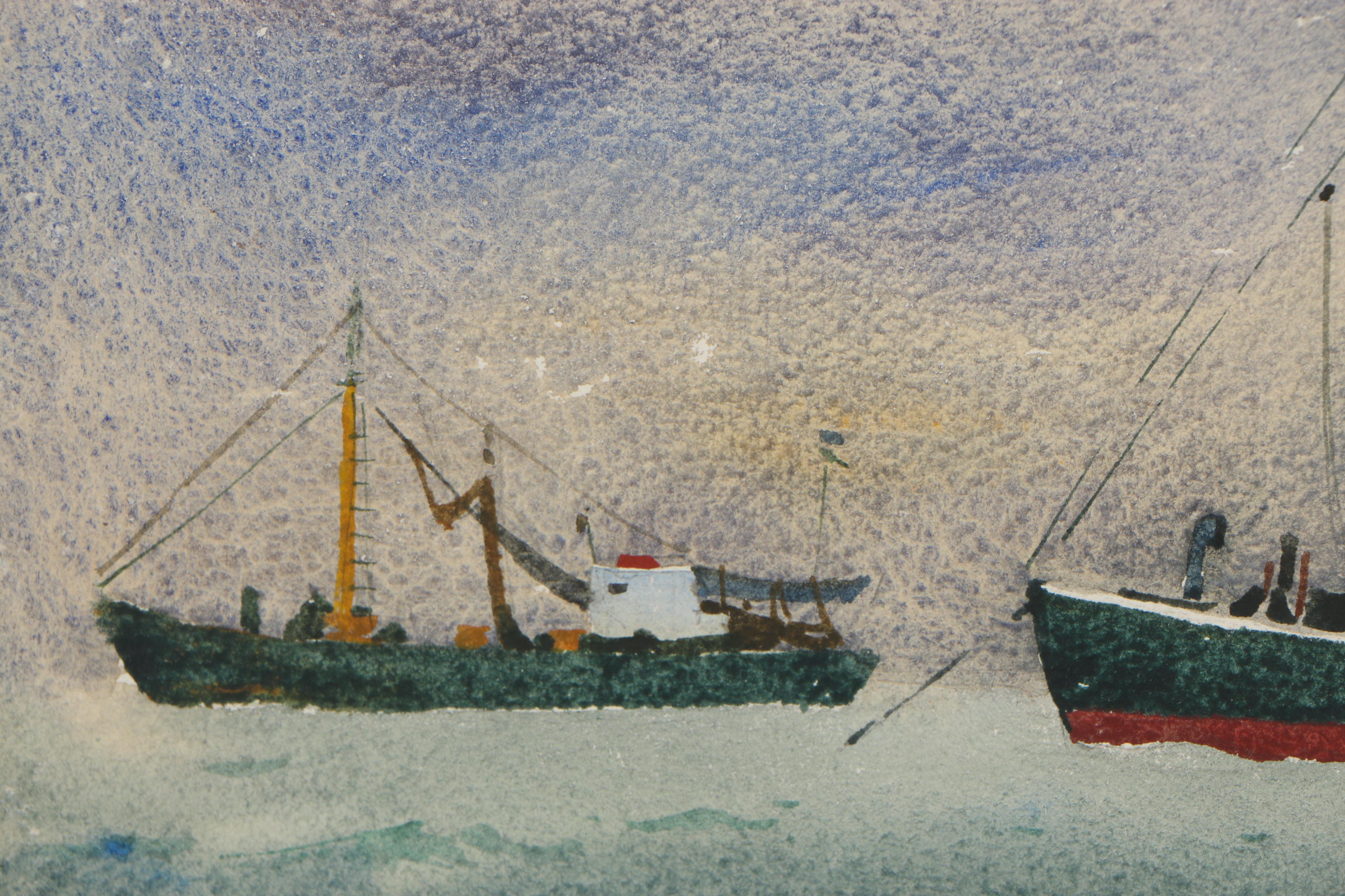Edmond J. Fitzgerald 1950 Watercolor Painting "Nor'easter - Provincetown"
