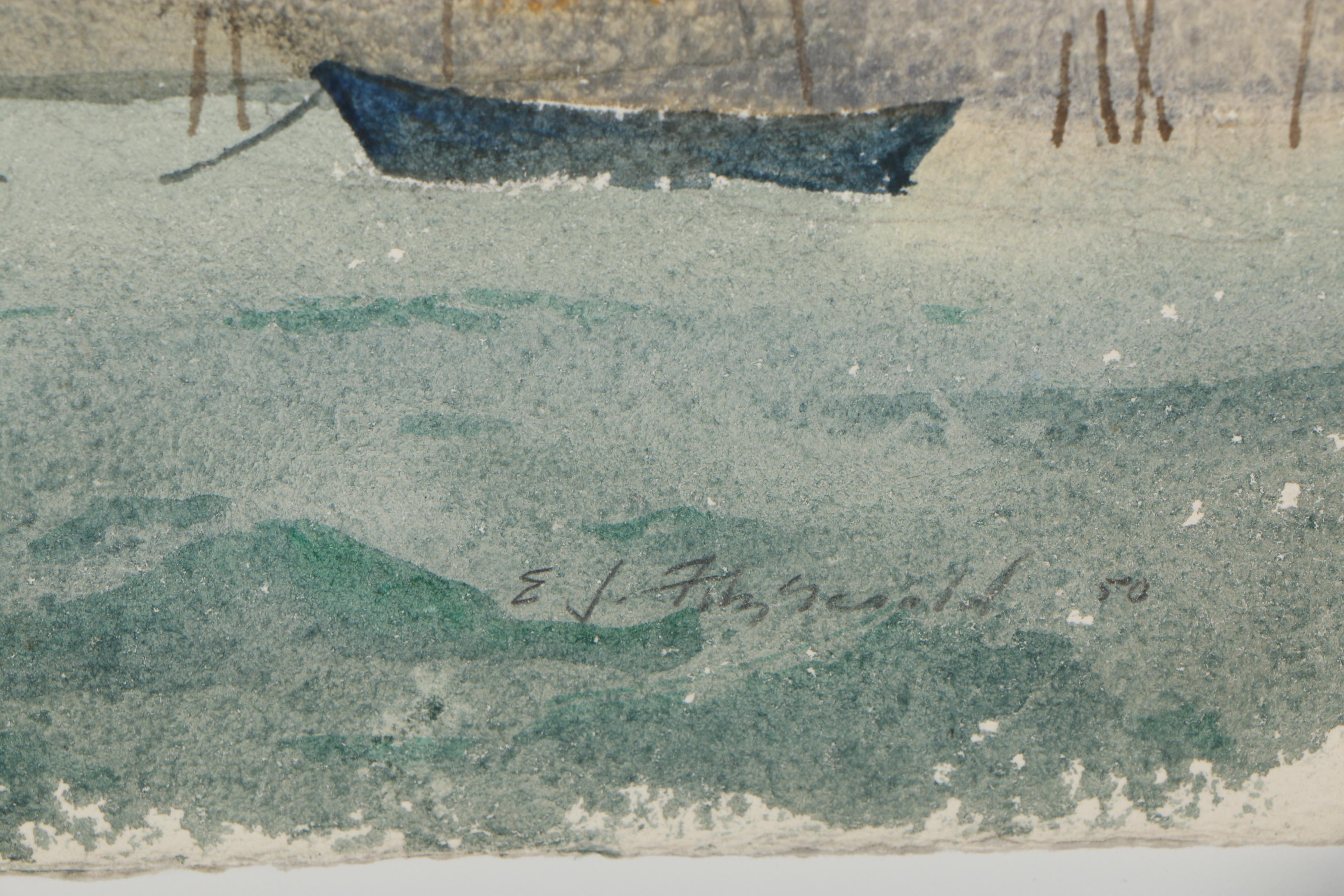 Edmond J. Fitzgerald 1950 Watercolor Painting "Nor'easter - Provincetown"