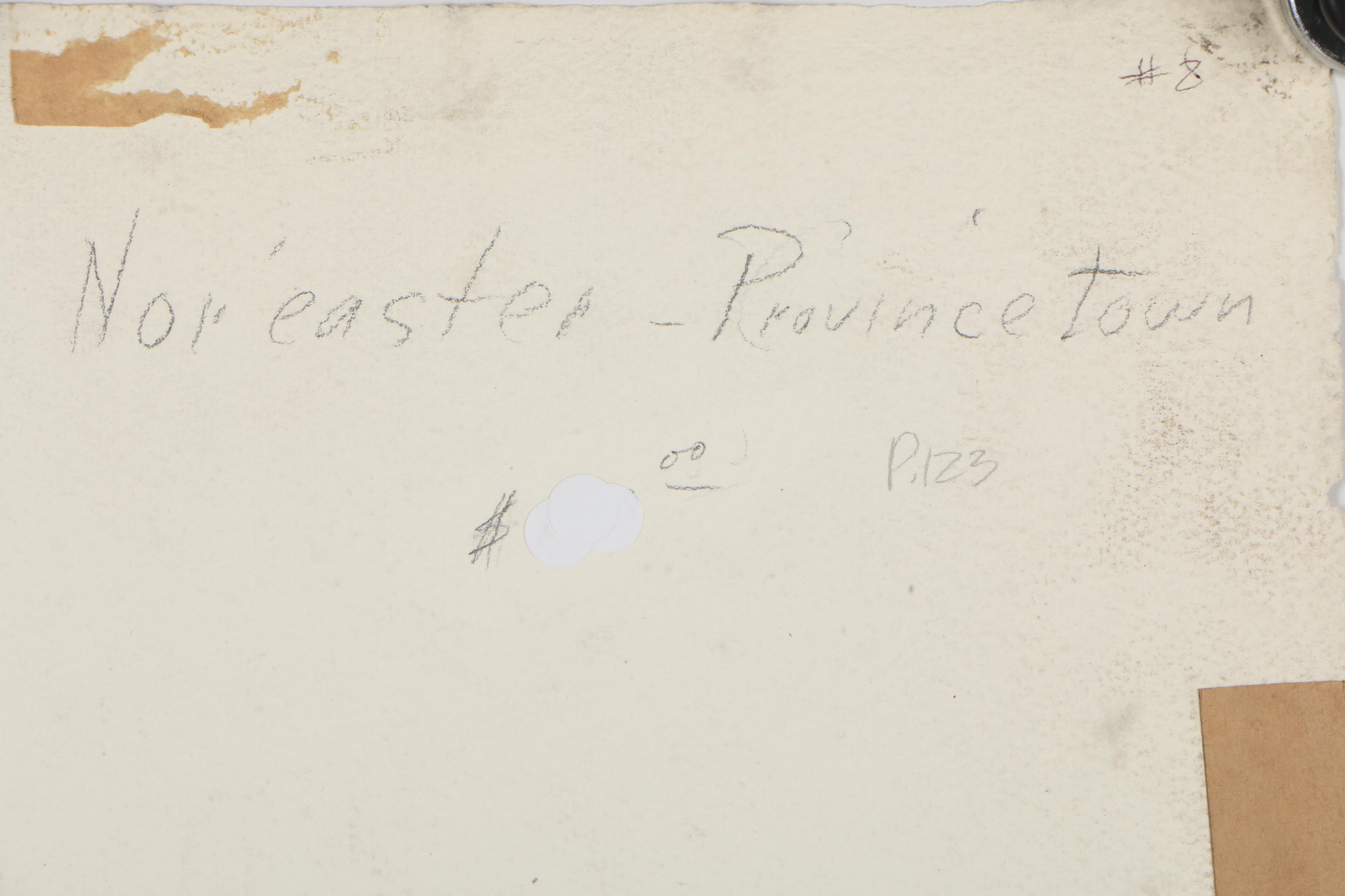 Edmond J. Fitzgerald 1950 Watercolor Painting "Nor'easter - Provincetown"