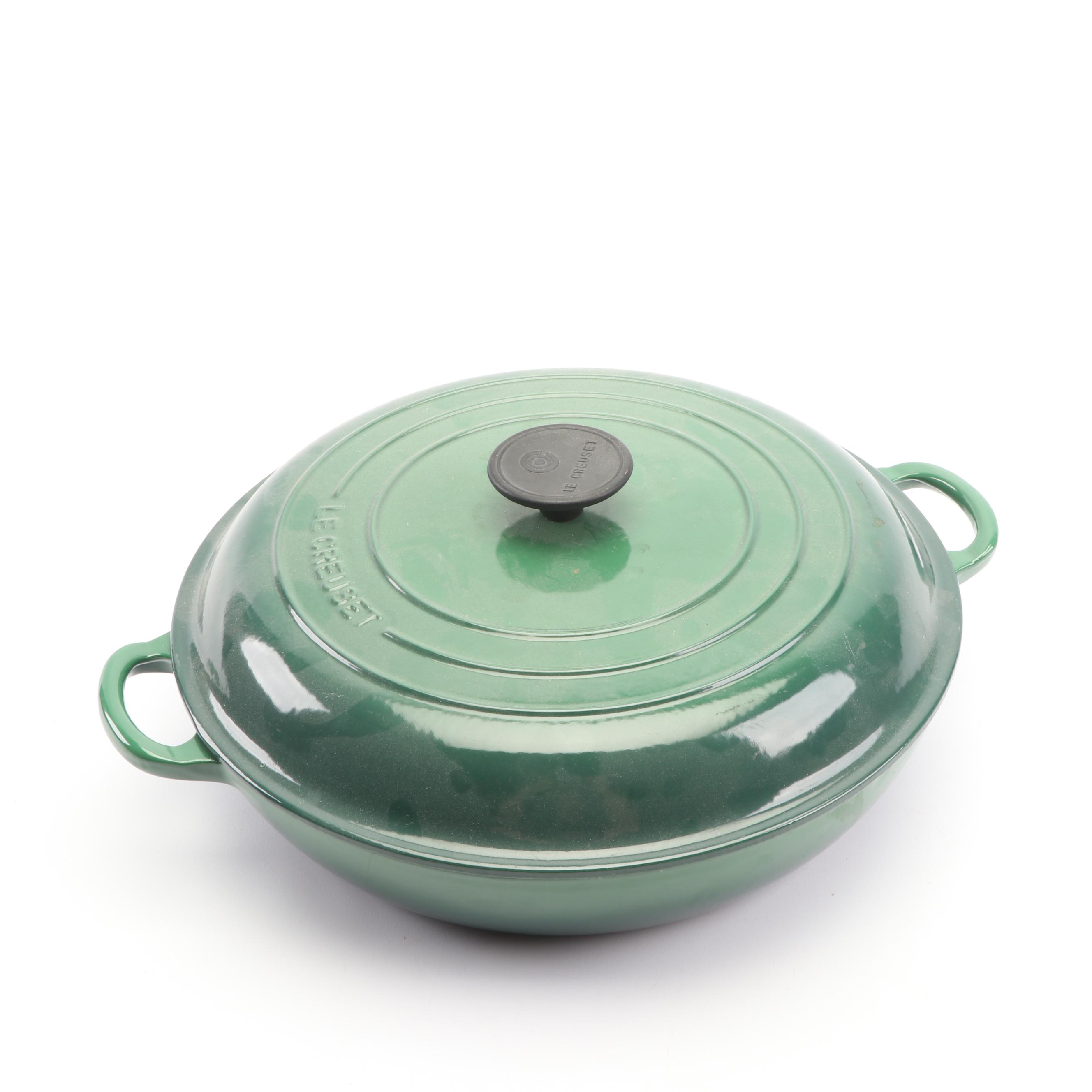 Le Creuset Dark Green Enameled Cast Iron Casserole Dish and Braising Pan
