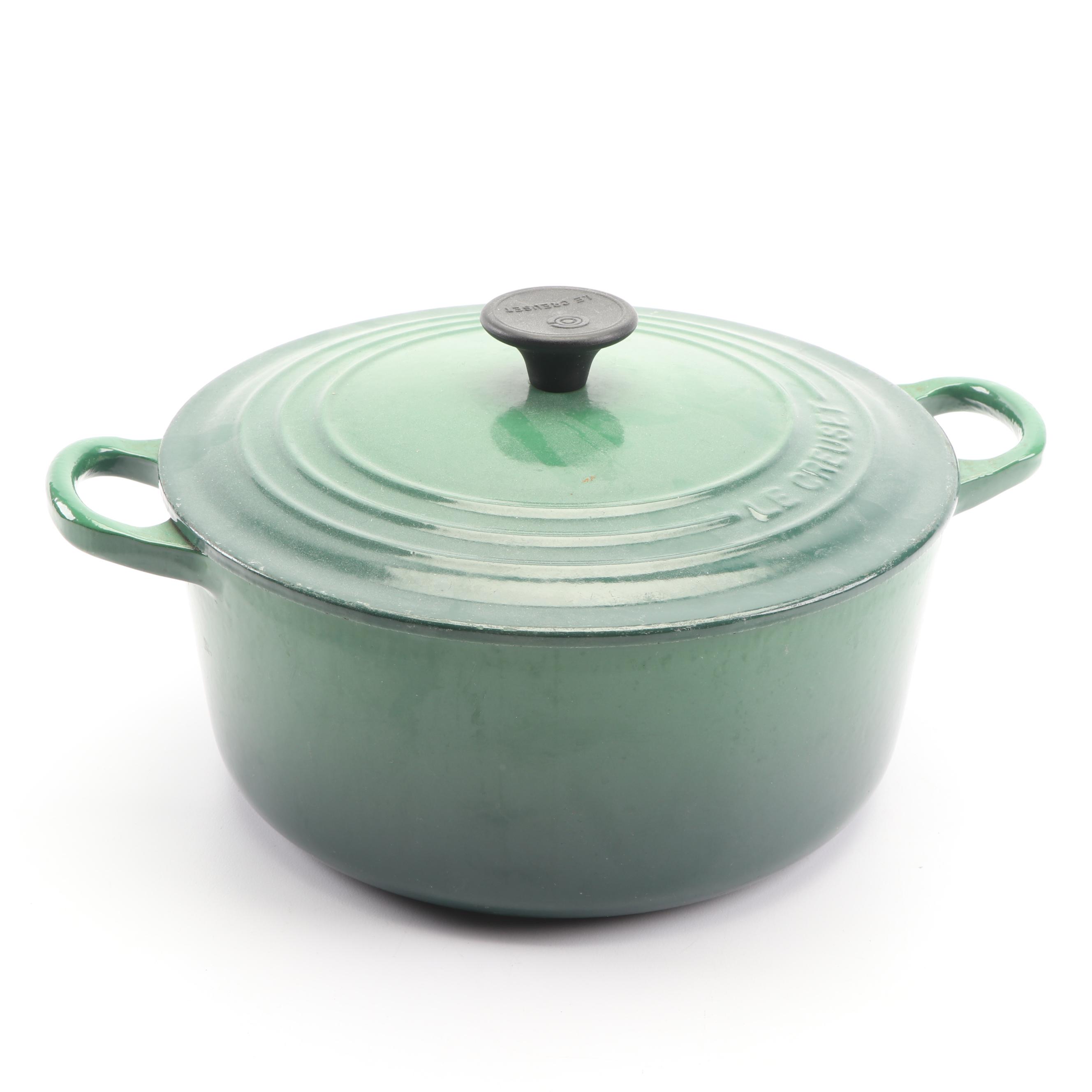 Le Creuset Dark Green Enameled Cast Iron Casserole Dish and Braising Pan