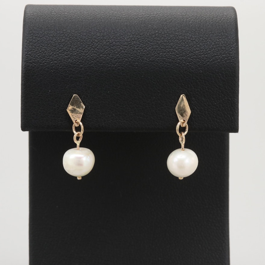 14K Yellow Gold Cultured Pearl Earrings