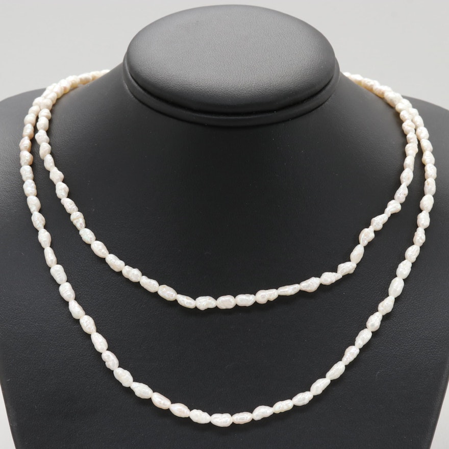 14K Yellow Gold Clasped Cultured Freshwater Pearl Necklace