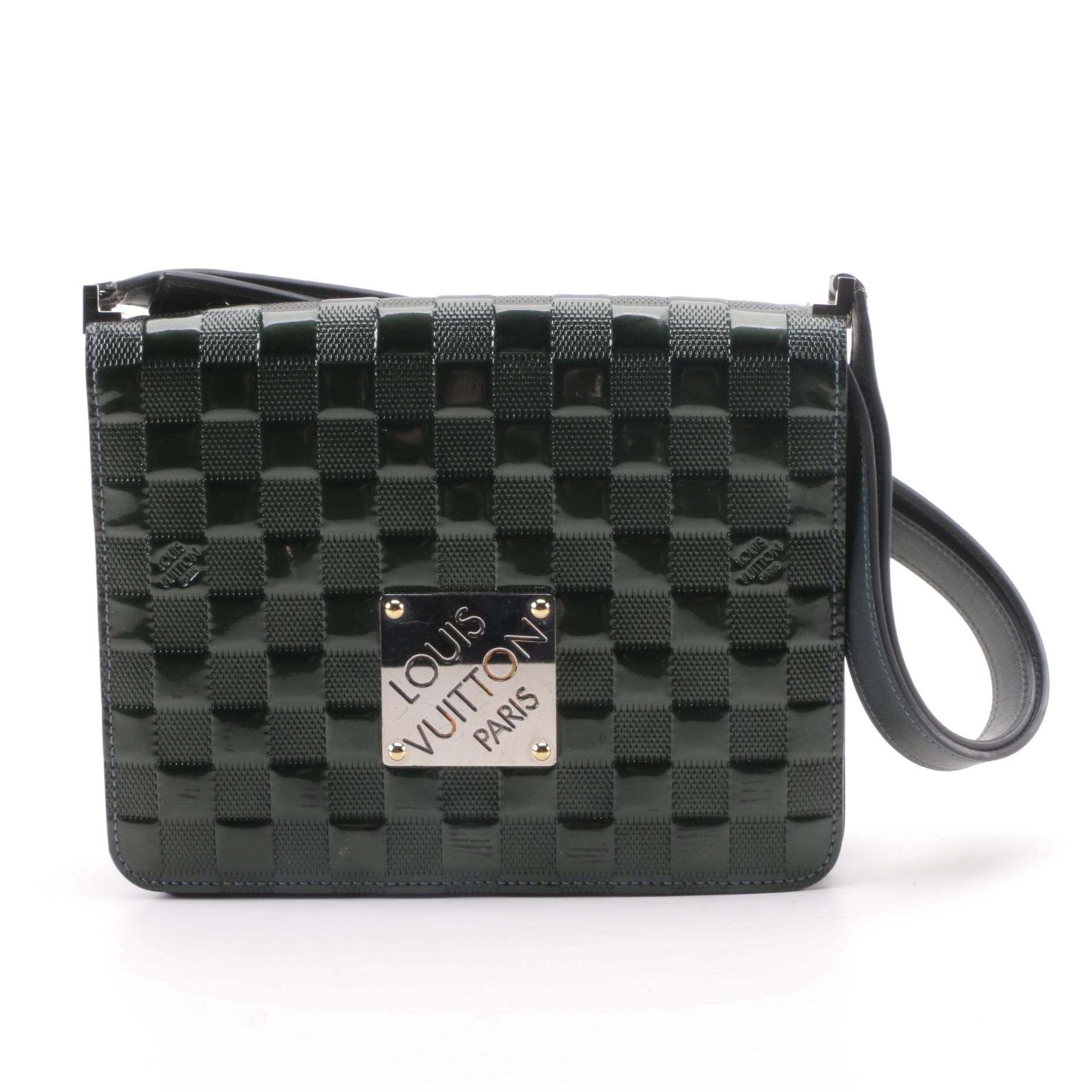 2000 Louis Vuitton Paris Green Damier Vernis Cabaret Bag