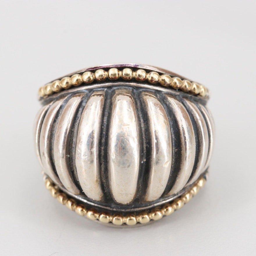 Sterling Silver Ring with 18K Yellow Gold Accents