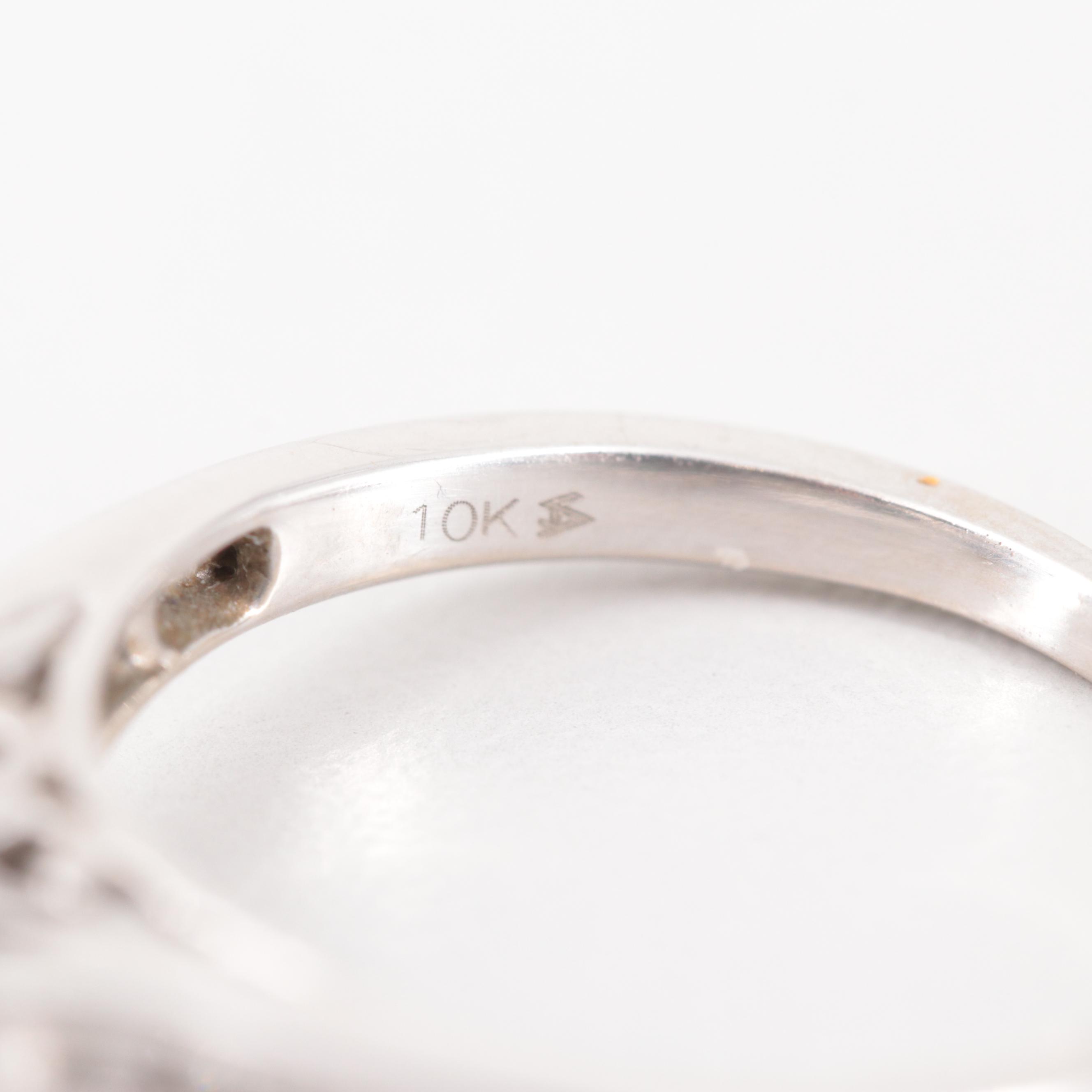 10K White Gold Diamond Cluster Heart Ring