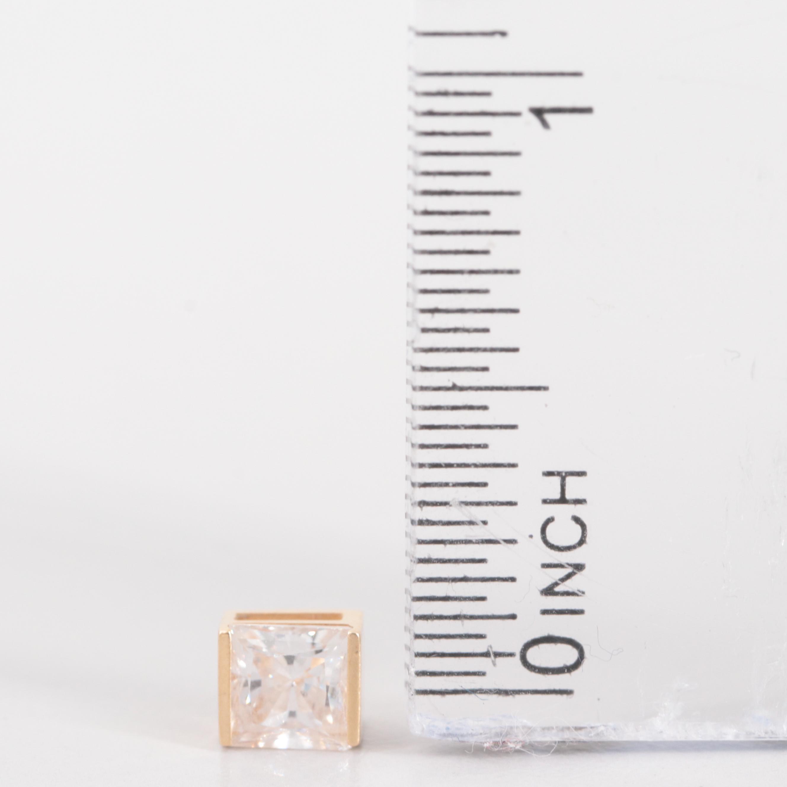 14K Yellow Gold Cubic Zirconia Stud Earrings