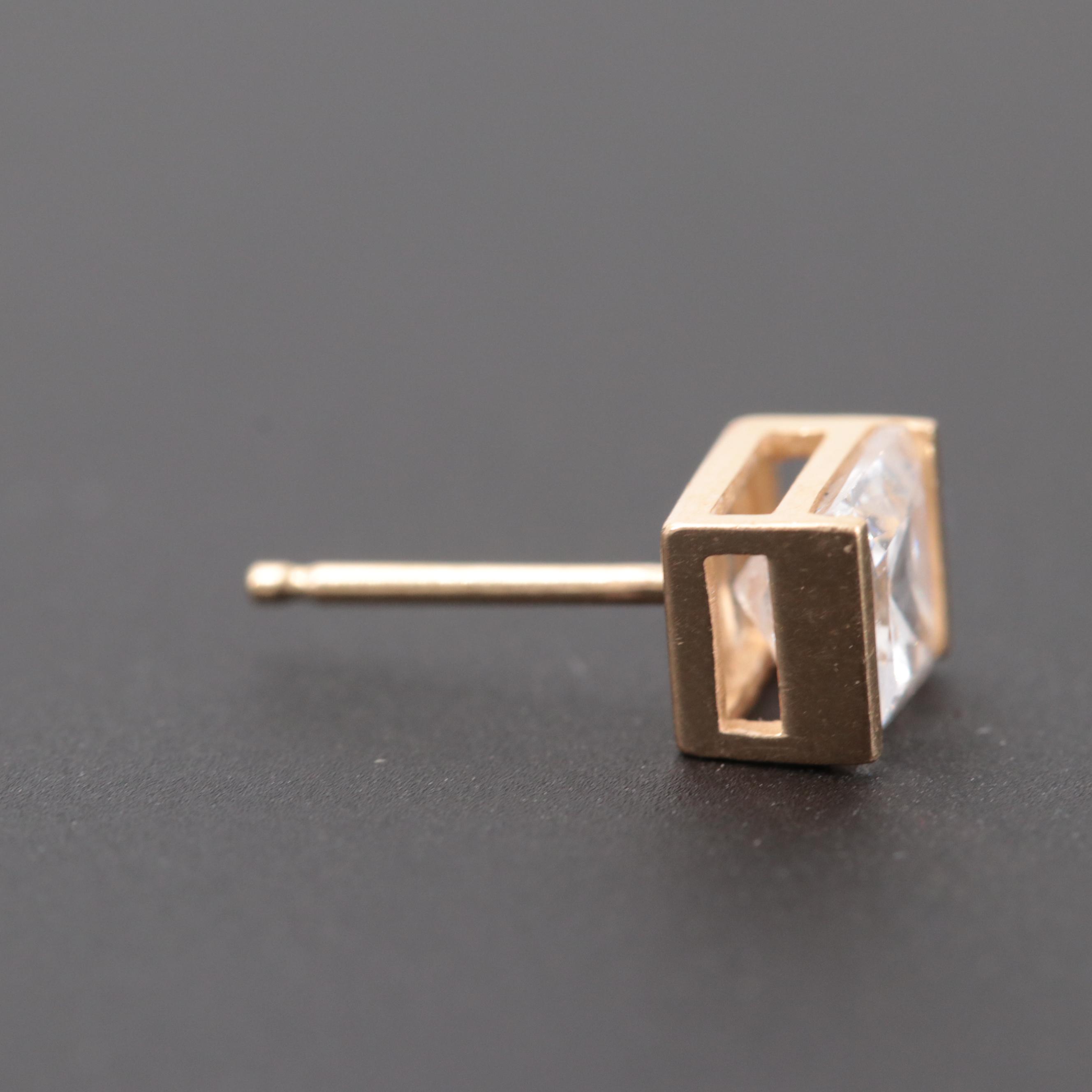 14K Yellow Gold Cubic Zirconia Stud Earrings