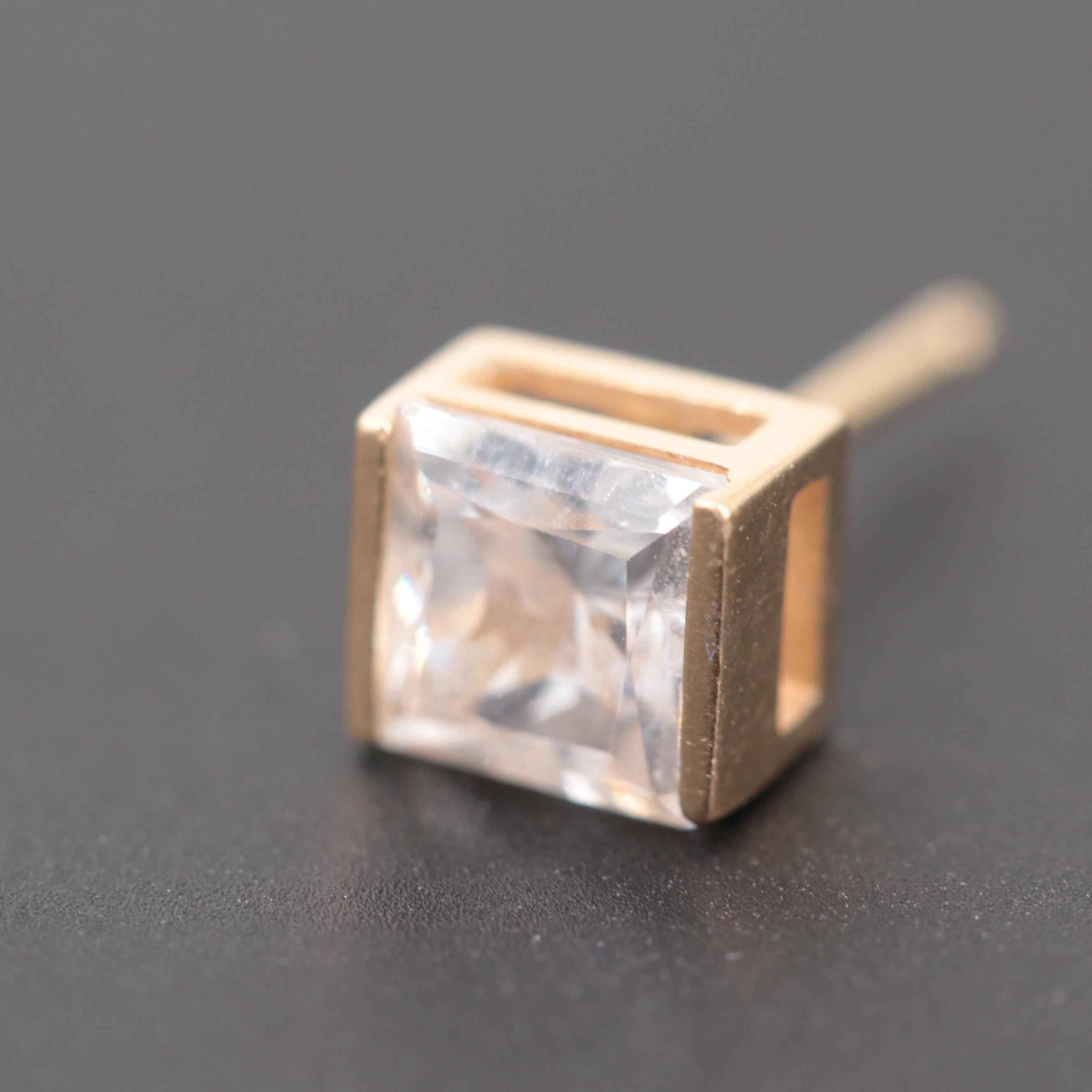 14K Yellow Gold Cubic Zirconia Stud Earrings