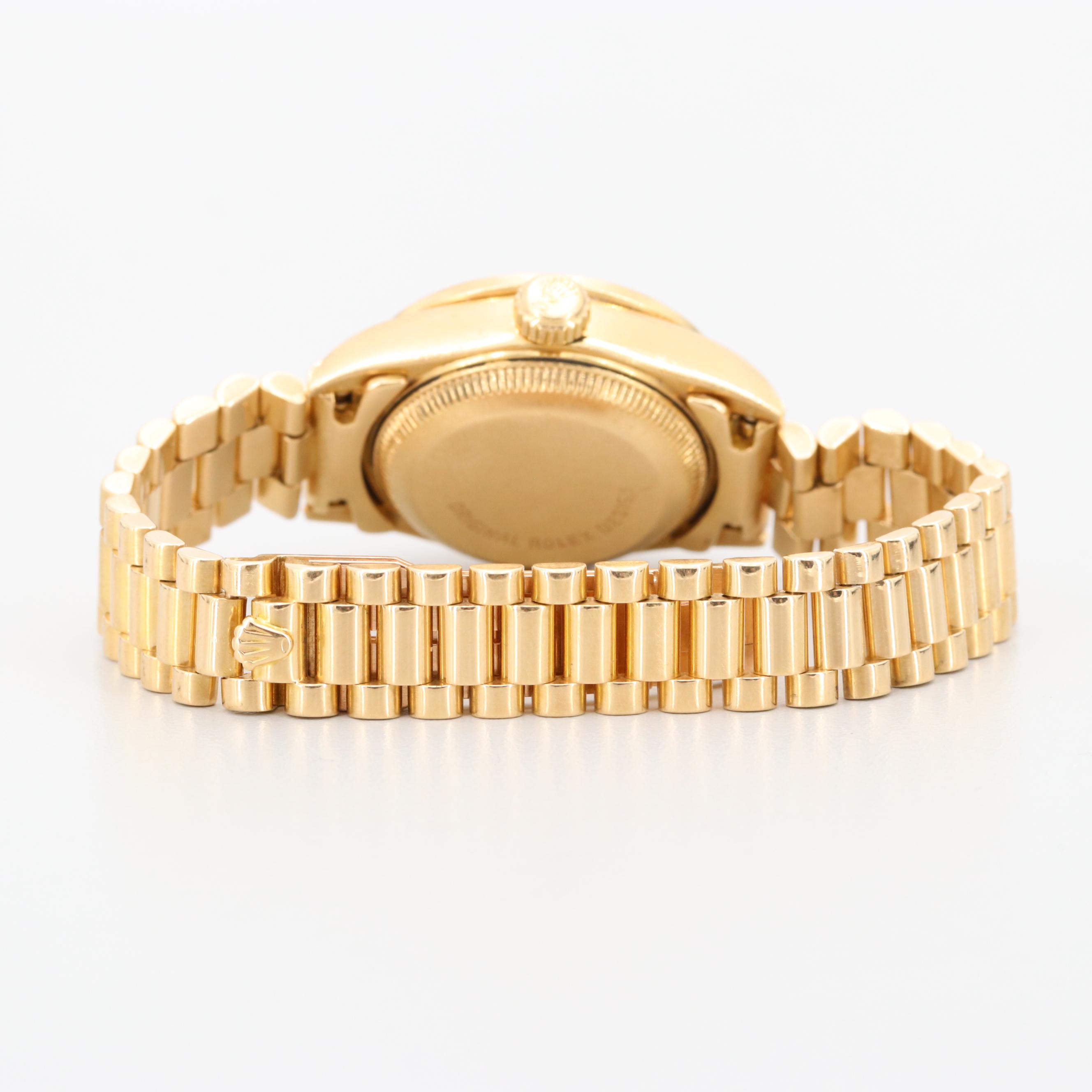 Rolex Datejust 18K Yellow Gold Diamond and Emerald Watch, 1990