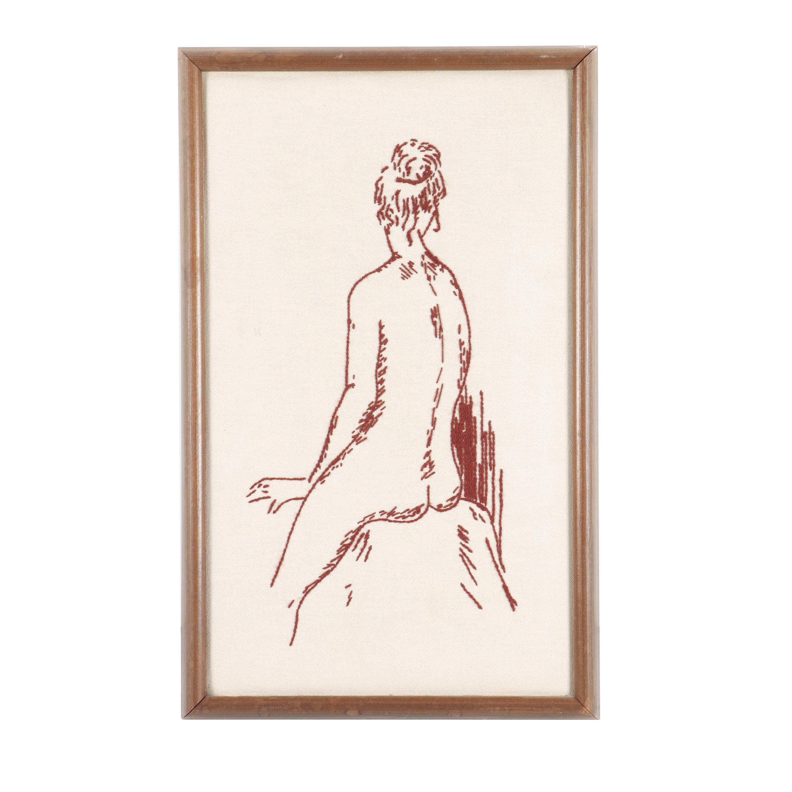 Embroidery of Female Nude Figure