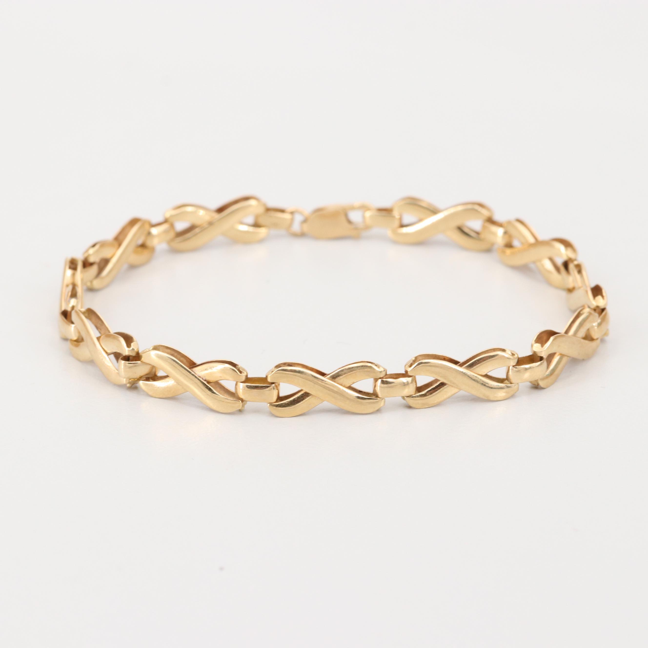 14K Yellow Gold Figure Eight Chain Link Bracelet