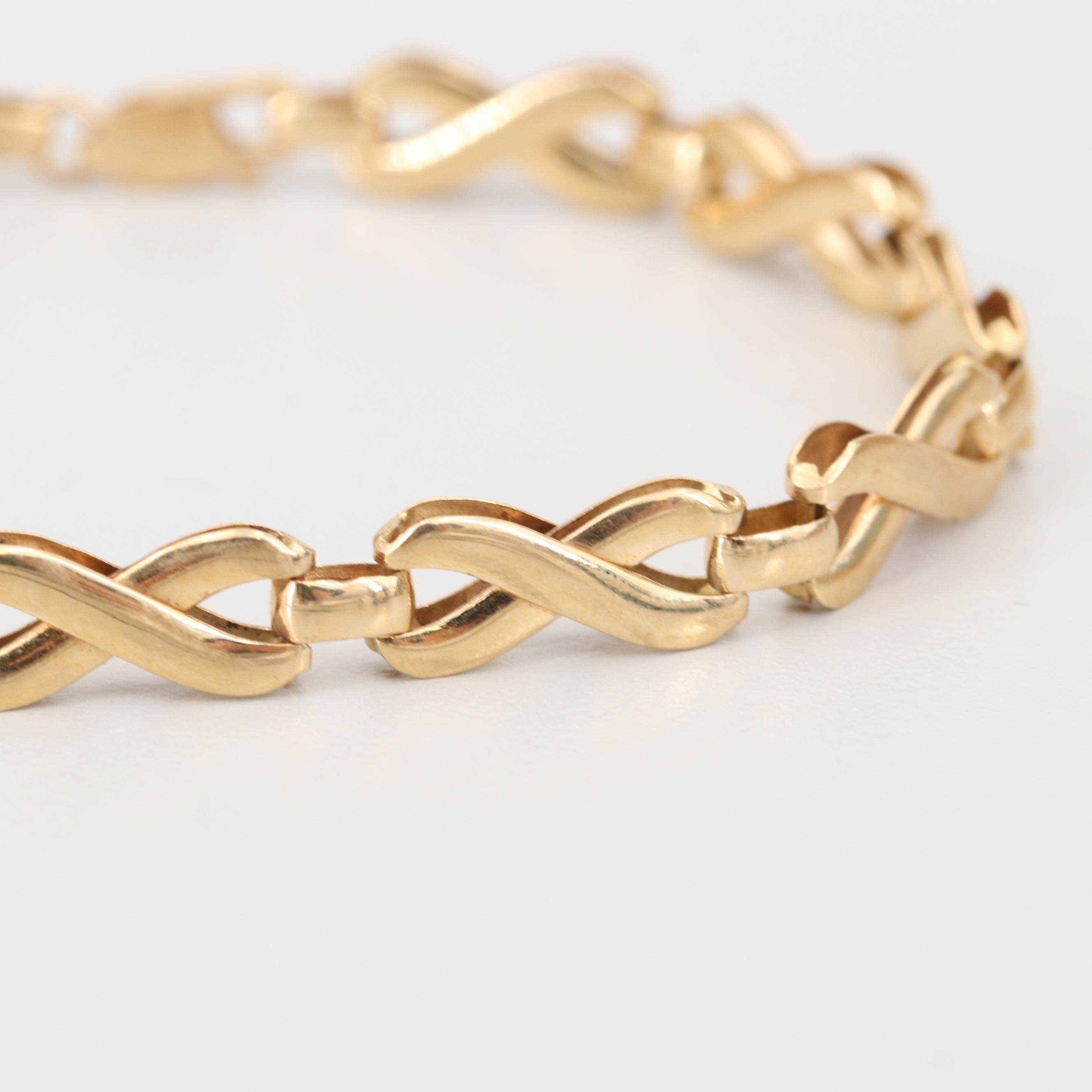 14K Yellow Gold Figure Eight Chain Link Bracelet